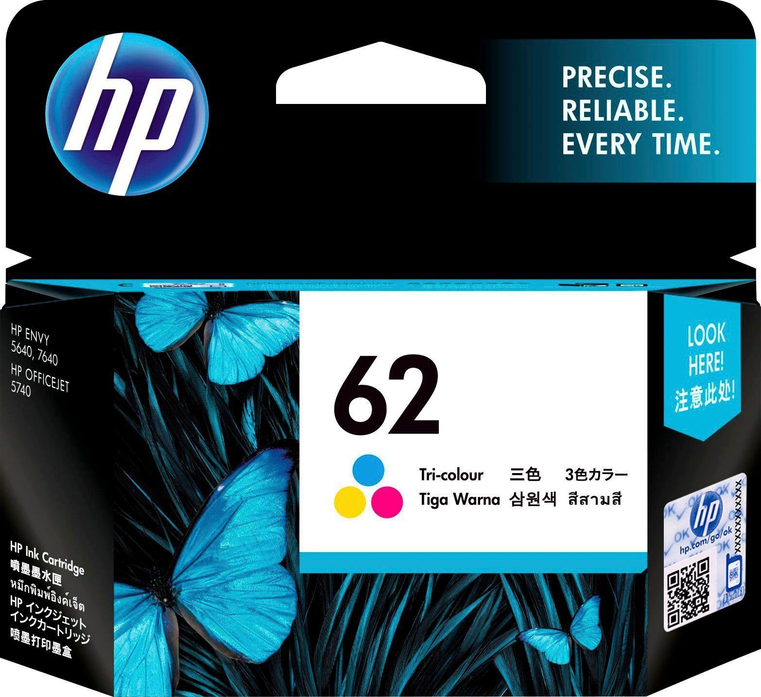 HP HP original Druckerpatrone 62 Tricolor C/M/Y Tintenpatrone (3 Probemonate gratis* drucken) – Bild 2 von 5