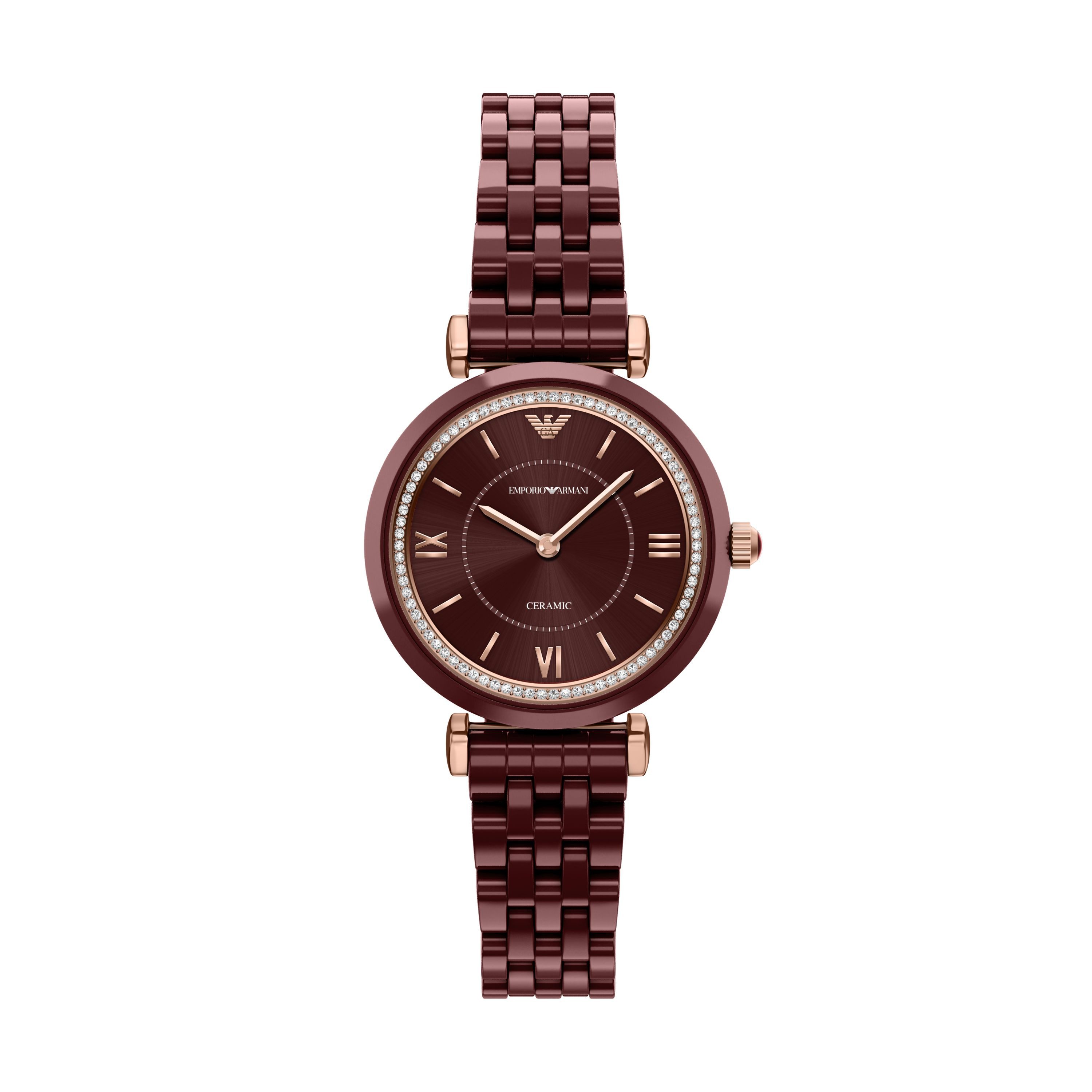 Emporio Armani Quarzuhr AR70020, Armbanduhr, Keramik, analog, Glassteine