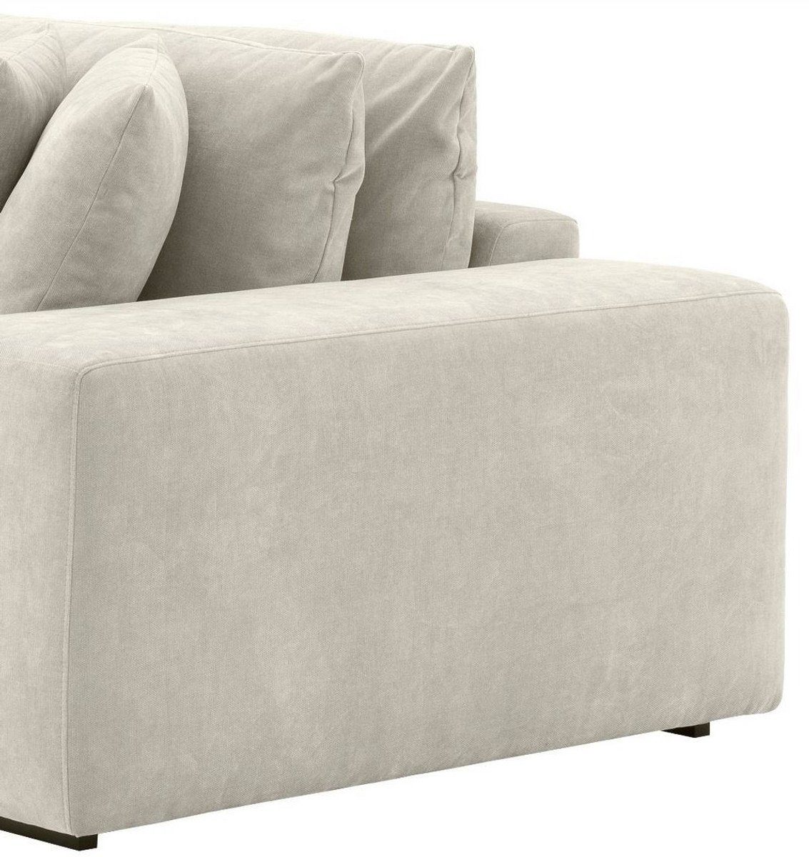 Casa Padrino Sofa Luxus Wohnzimmer 120 / Kissen x Sandfarben 90 280 H. x Sofa Qualität mit Schwarz Luxus - cm