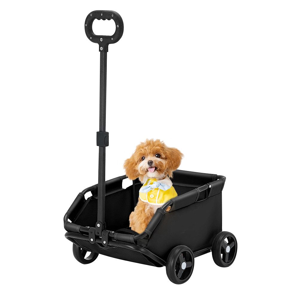 JEOBEST Hundebuggy Mini-Hundewagen für kleine Hunde & Katzen, Faltbarer Einkaufswagen mit ausziehbarem Ziehgriff Im Freien