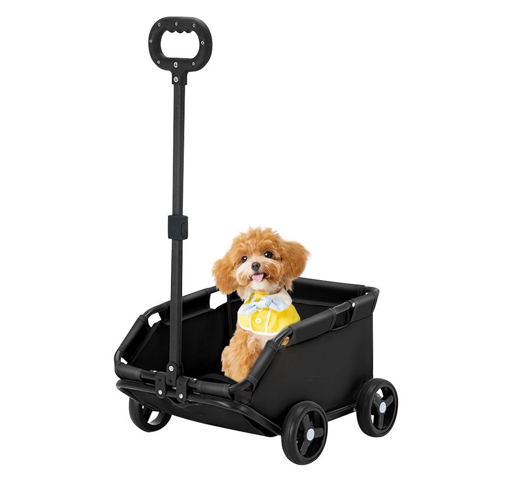 JEOBEST Hundebuggy Mini-Hundewagen für kleine Hunde & Katzen, Faltbarer Einkaufswagen mit ausziehbarem Ziehgriff Im Freien
