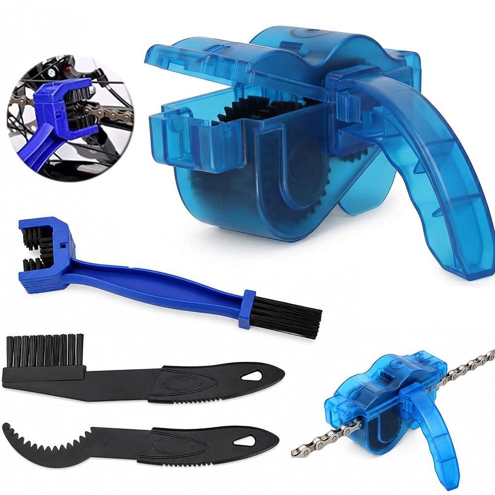 AFKSMILE Fahrradketten 4 in 1 Kettenreiniger Fahrradkette Set 3 Bürste, Fahrrad Reinigungsset Für alle kettenreinigungsgerät fahrrad,Kettenreiniger Schnell Sauberes