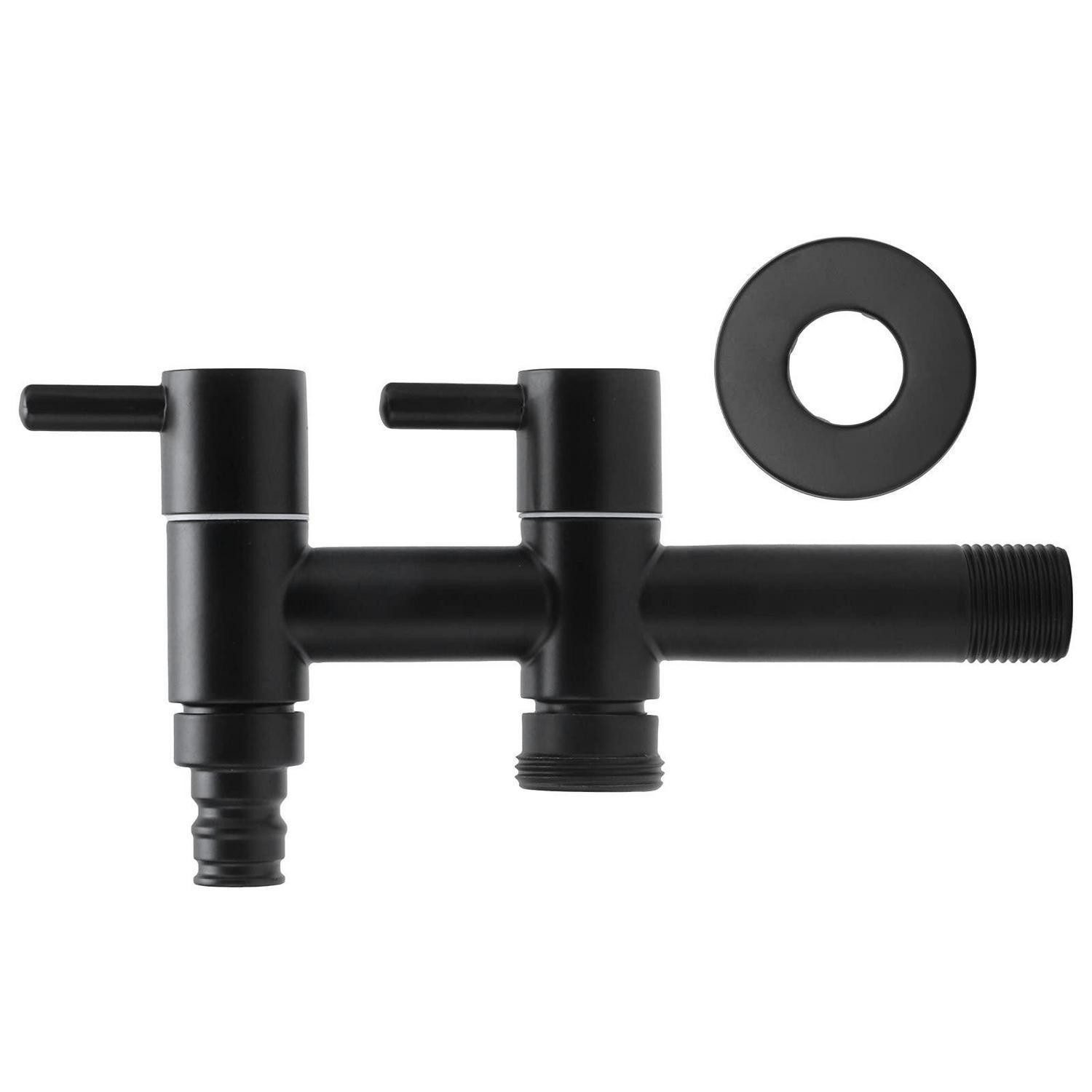 LuxusKollektion Waschtischarmatur Wand Wasserhahn Schwarz Edelstahl (1-St)