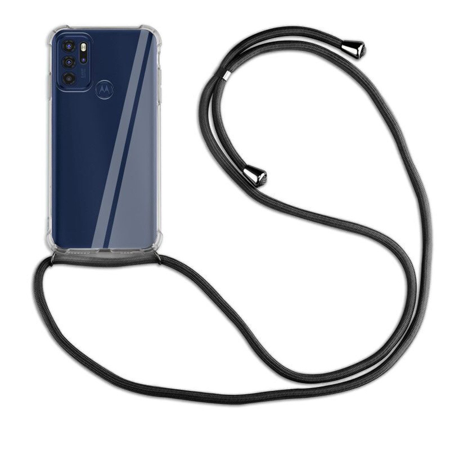 betterfon Handykette für Motorola Moto G60S Handyhülle mit Band & Kordel Bumper Schwarz, Hände frei – mit Silikonhülle & Schnur für flexiblen Alltag