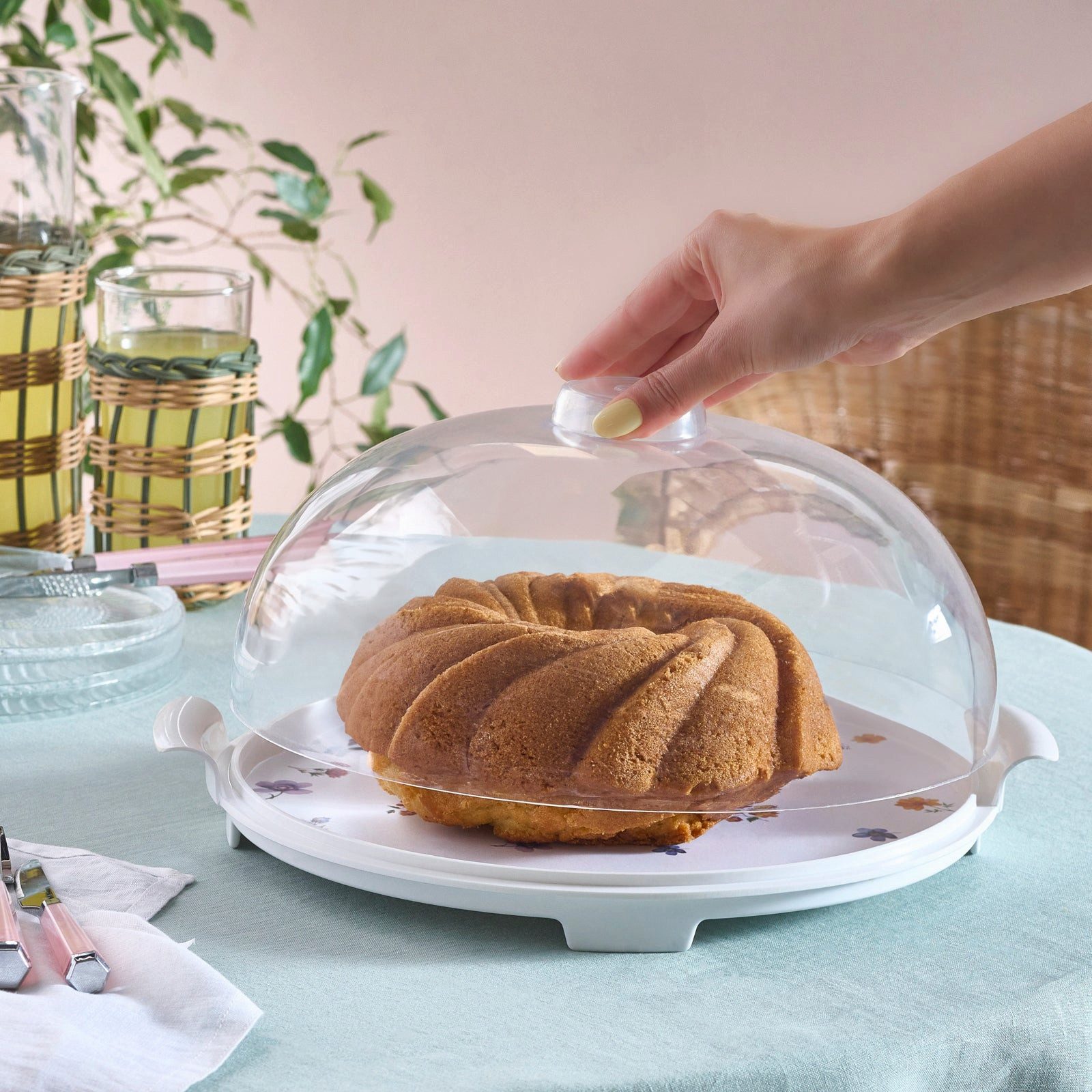 Karaca Tortenplatte Karaca Fleur Kuchenplatte, 35 cm, Mehrfarbig, MELAMINE