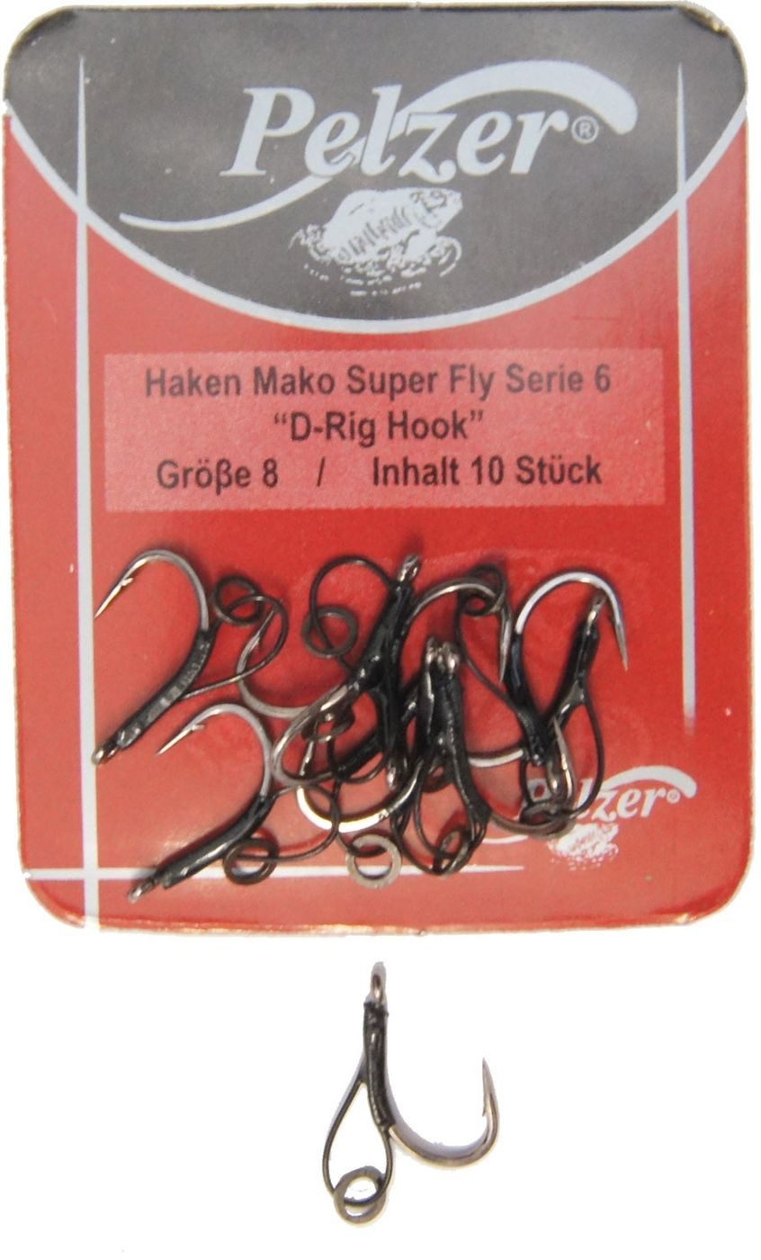 Karpfenhaken Pelzer Haken Mako Super Fly Serie 6 D-Rig Gr. 8