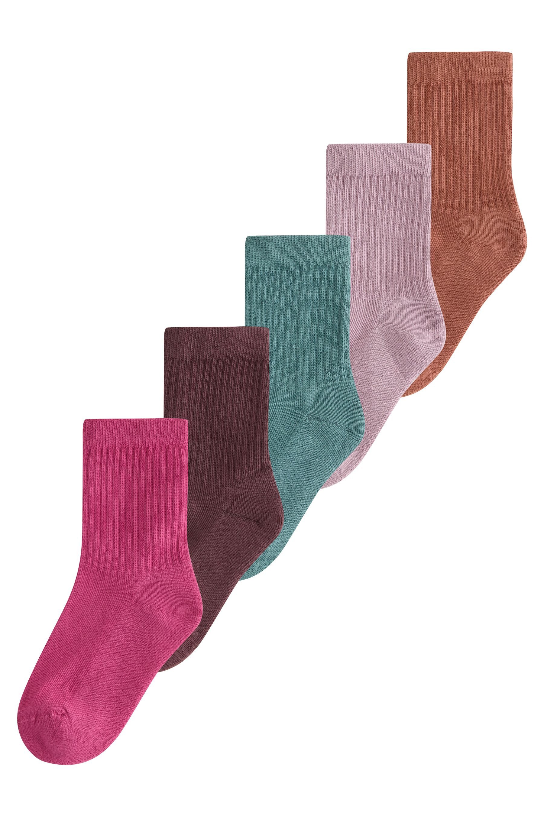 Next Kurzsocken Gerippte Socken mit Baumwolle im 5er-Pack (5-Paar)