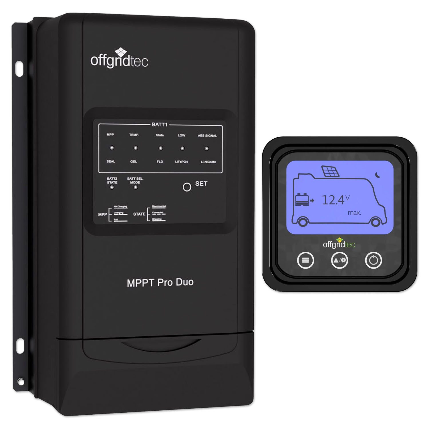 Impulse Innovation Solarladeregler Offgridtec MPPT Pro Duo 30A Solarregler-Set mit Fernanzeige 12/24V