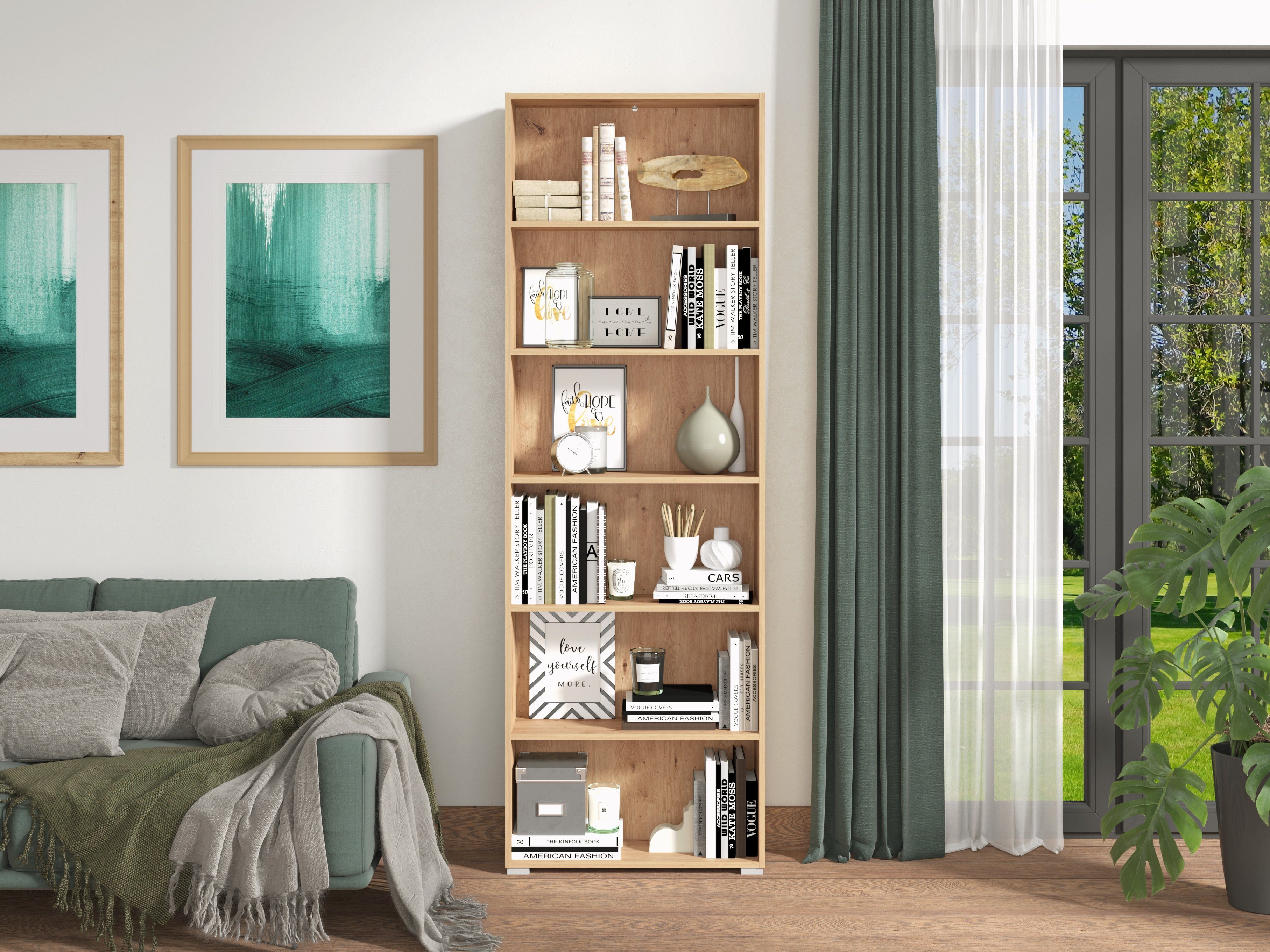 OTTO home Aktenregal Tomar Regal Bücherregal, Bücherregal mit viel Stauraum, Maße (B/T/H): 70/24,5/211,5 cm – Bild 4 von 5