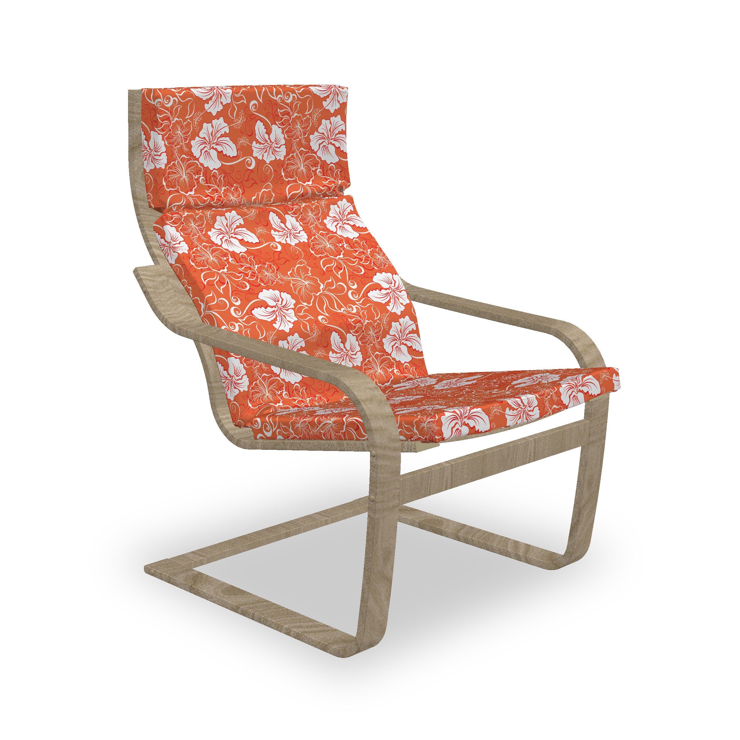 Abakuhaus Stuhlkissen Sitzkissen mit Stuhlkissen mit Hakenschlaufe und Reißverschluss, Burnt orange Tropical Hibiscus
