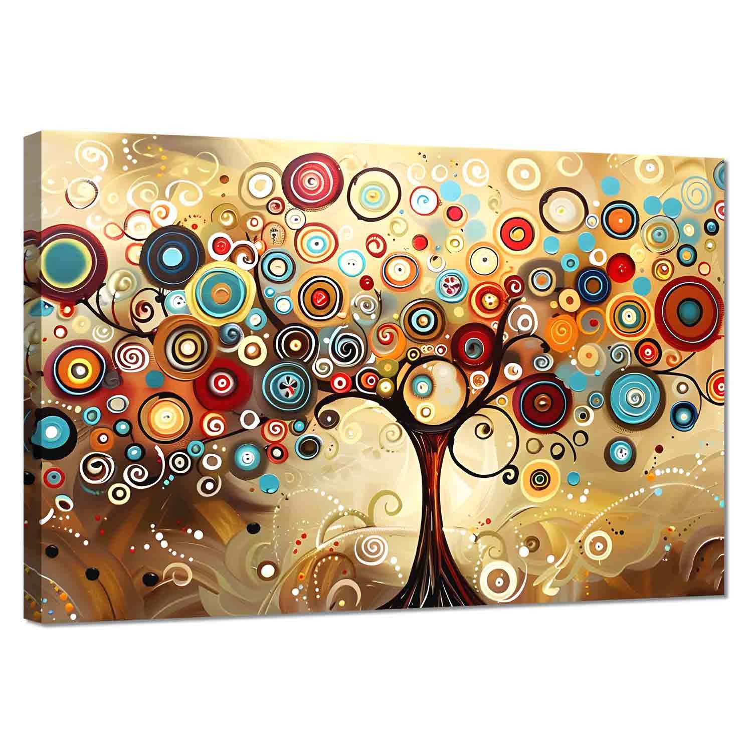 Leinwando Leinwandbild Wandbild Abstrakter Kreis Baum Modern Wohnzimmer Kunstdruck