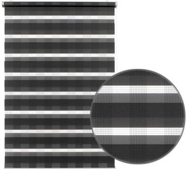 Doppelrollo EASYFIX Duo Rollo Karo, GARDINIA, Lichtschutz, mit Bohren/ohne Bohren, freihängend, Klemm- oder Schraubmontage, segmentweise gewebter Stoff