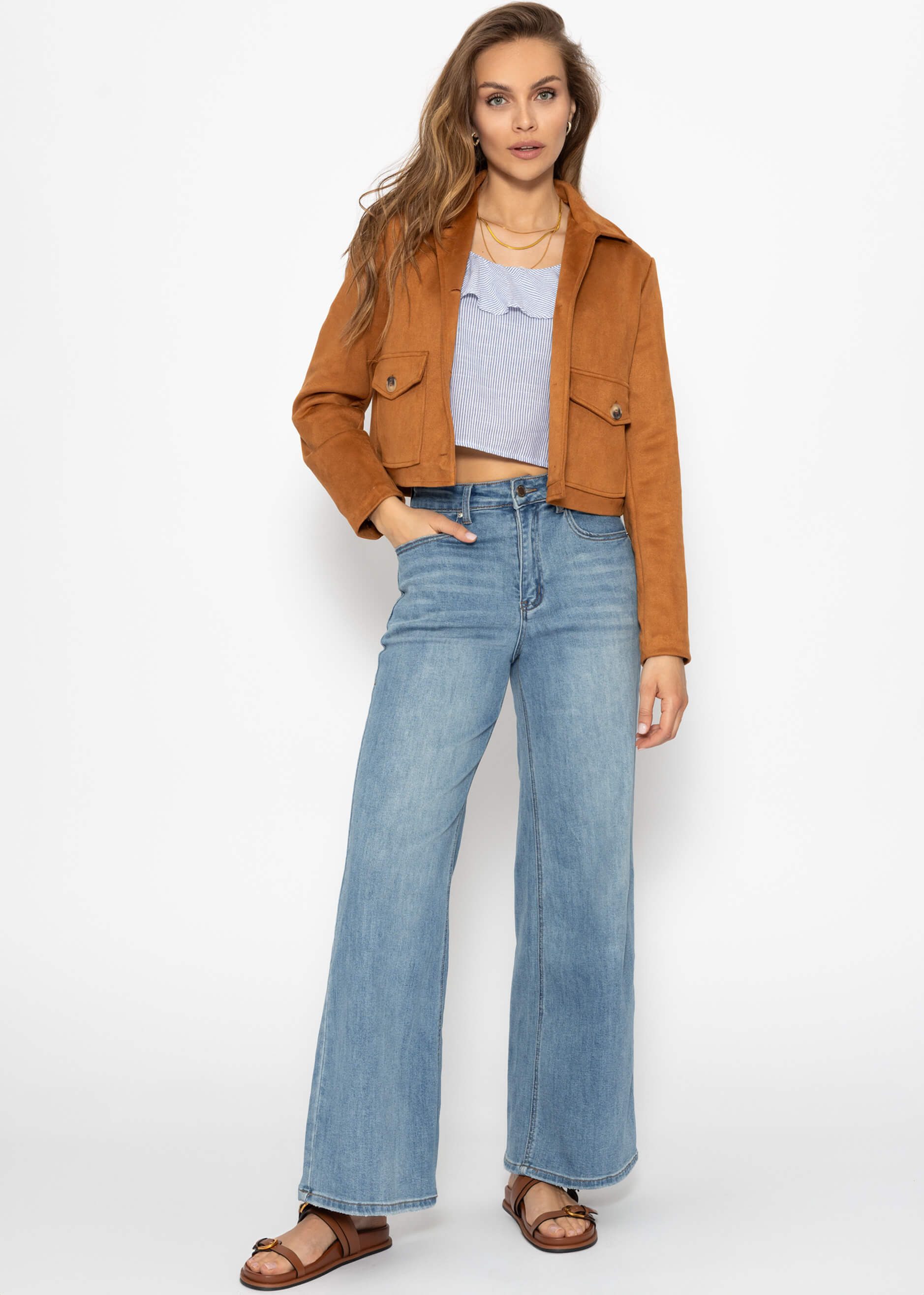 SASSYCLASSY Trägertop Gestreiftes Top Damen mit Volant und Bindebändern