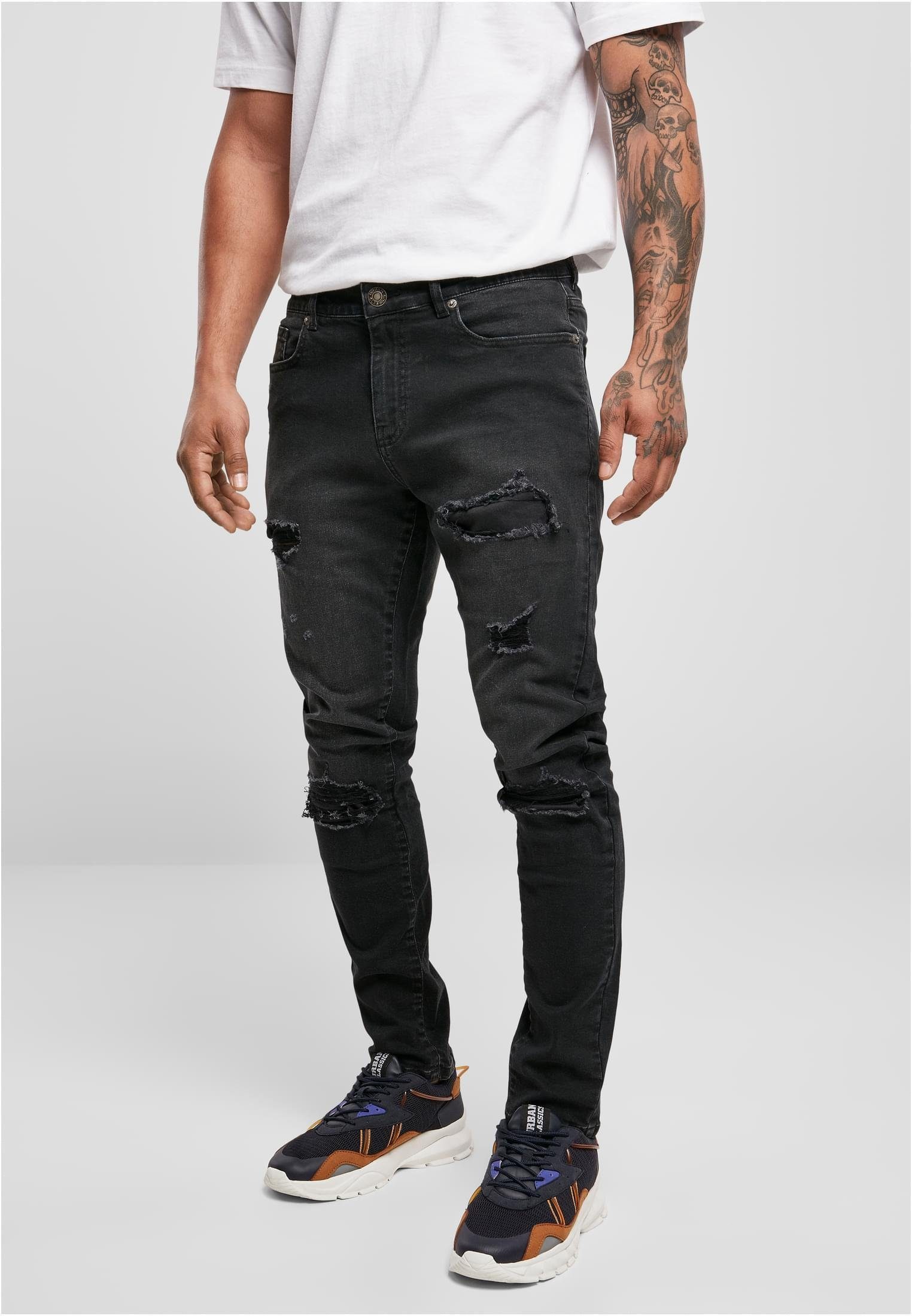 URBAN CLASSICS Funktionshose Heavy Destroyed Slim Fit Jeans