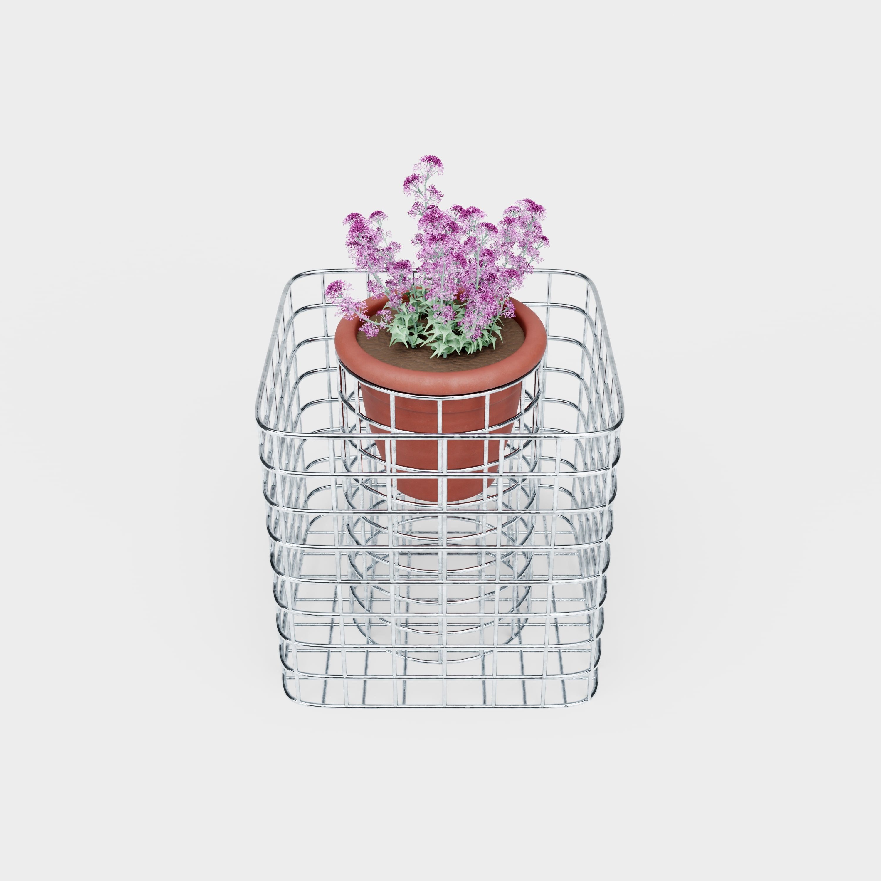 Gabiona Hochbeet Blumensäule Höhe 42 cm Grundfläche 42 x 42 cm MW 5 x 5 cm, (Blumensäule Höhe 42 cm Grundfläche 42 x 42 cm MW 5 x 5 cm, feuerverzinkt inkl. Topf rund - braun, 4 mm), 5 x 5