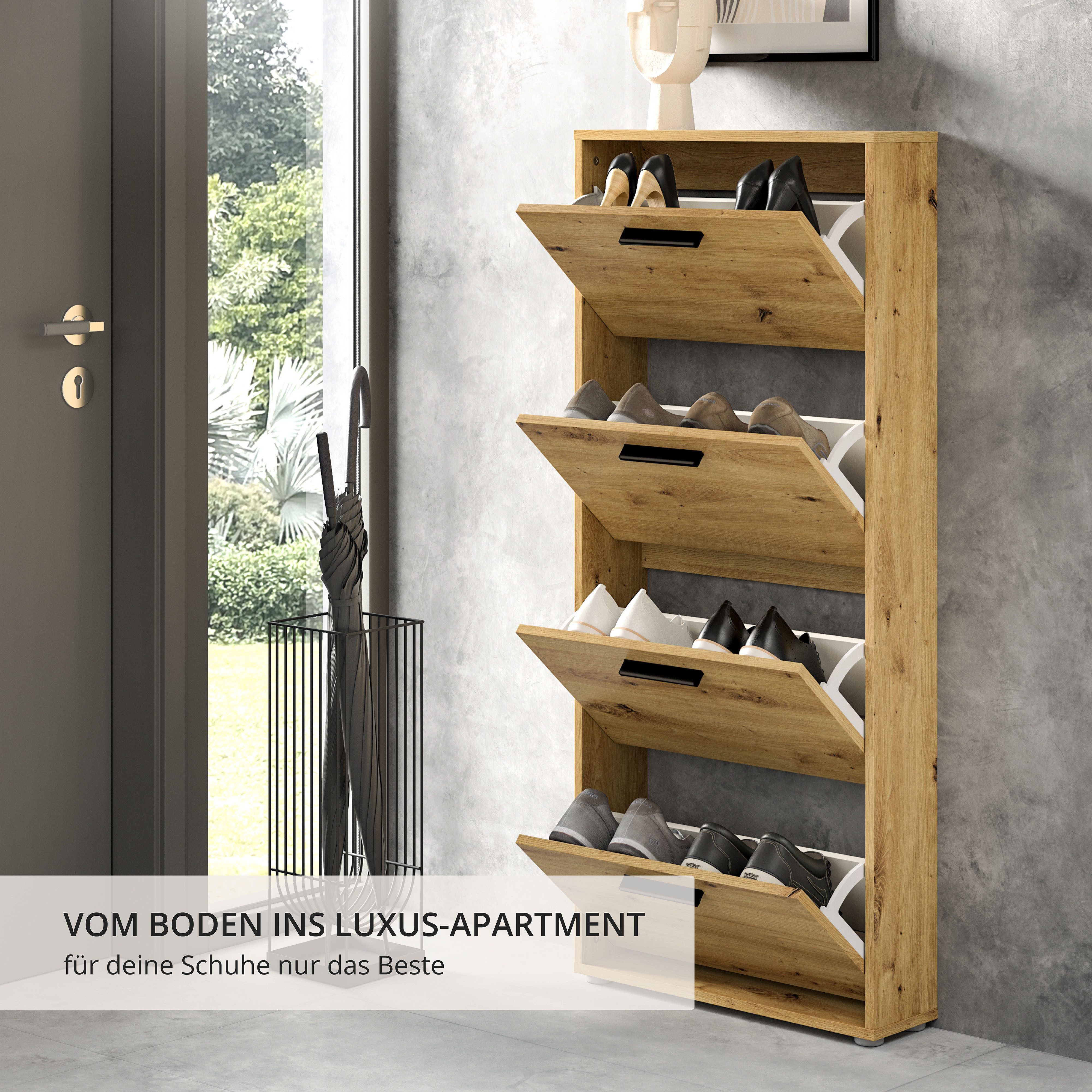 HBZ Schuhkipper Sam Schuhkipper, Schuhschrank BxHxT 59x136x17 cm (1 St), mit 4 Klappen