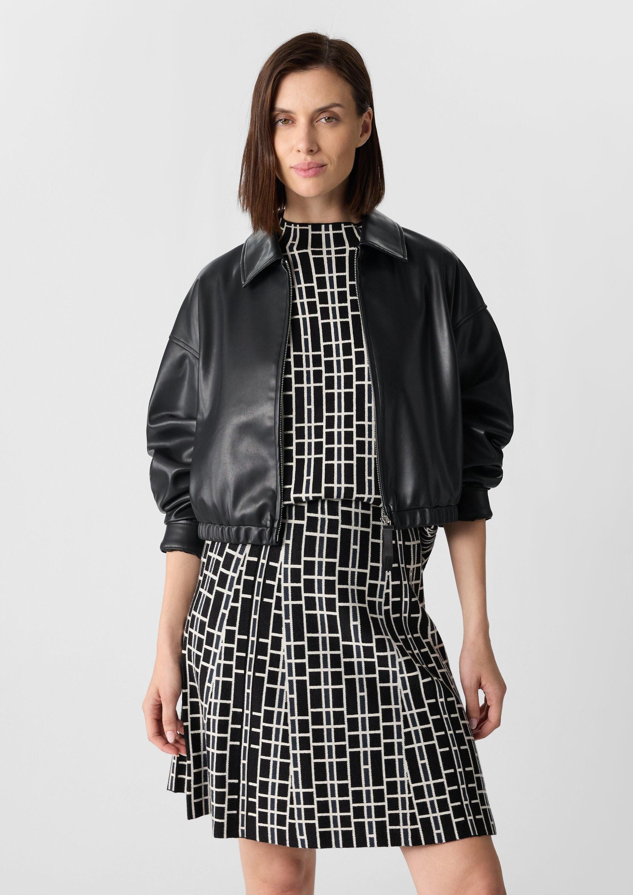 comma Funktionsjacke Indoor-Jacke Kunstleder-Blouson in Crop-Länge günstig online kaufen