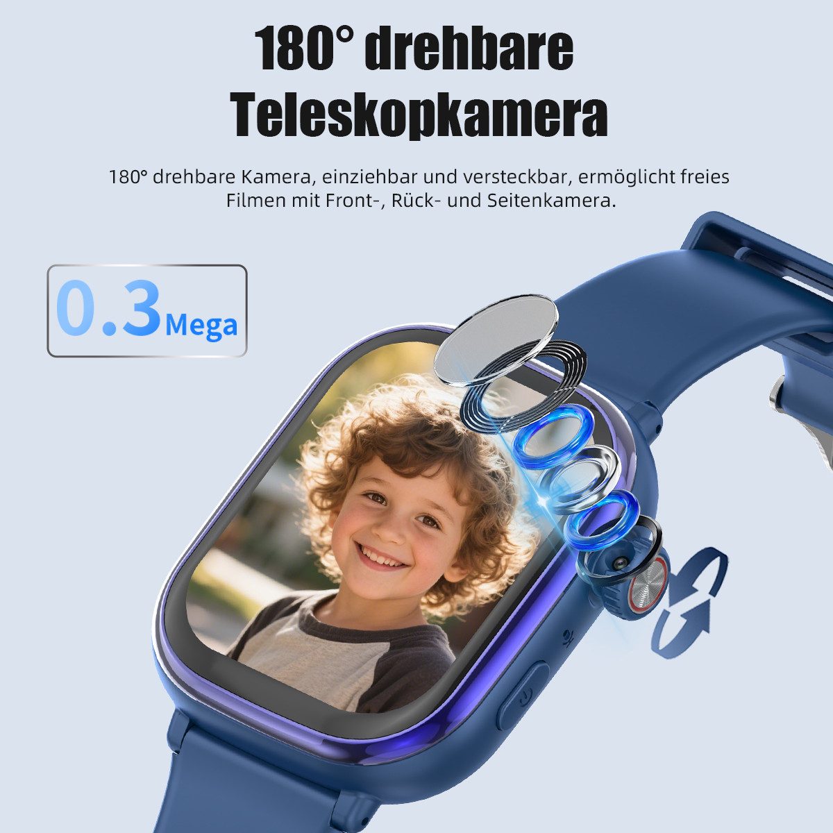 Vashoy 2026 Neue Kinder-Smartwatch GPS-Ortung Smartwatch (5 cm/2.0 Zoll) Enthält Smartwatches für Kinder und Bluetooth-Kopfhörer, AMOLED-Display, Schulmodus, Sc – Bild 3 von 5