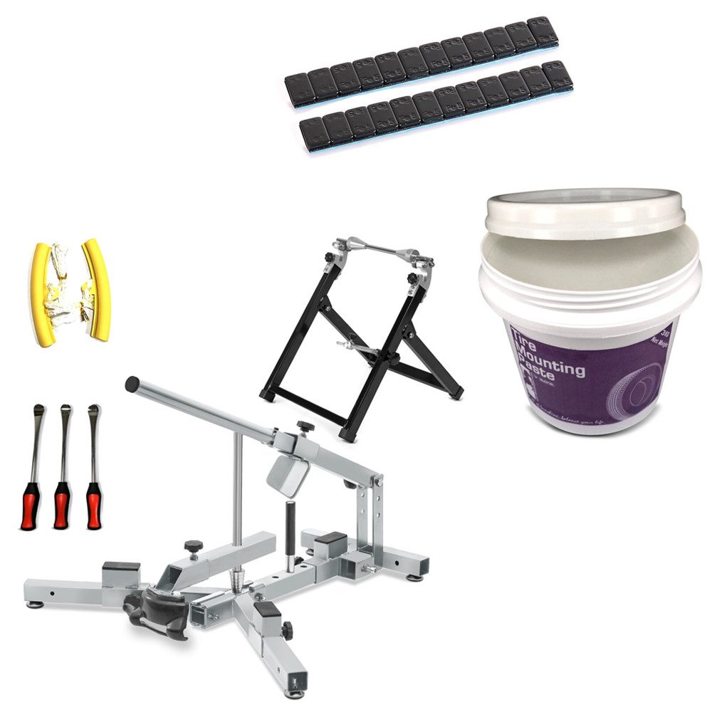 ConStands Motorradheber Reifenmontiergerät Set MD4N + Set: Auswuchtgewichte 2 Stück 12x5g + Mo
