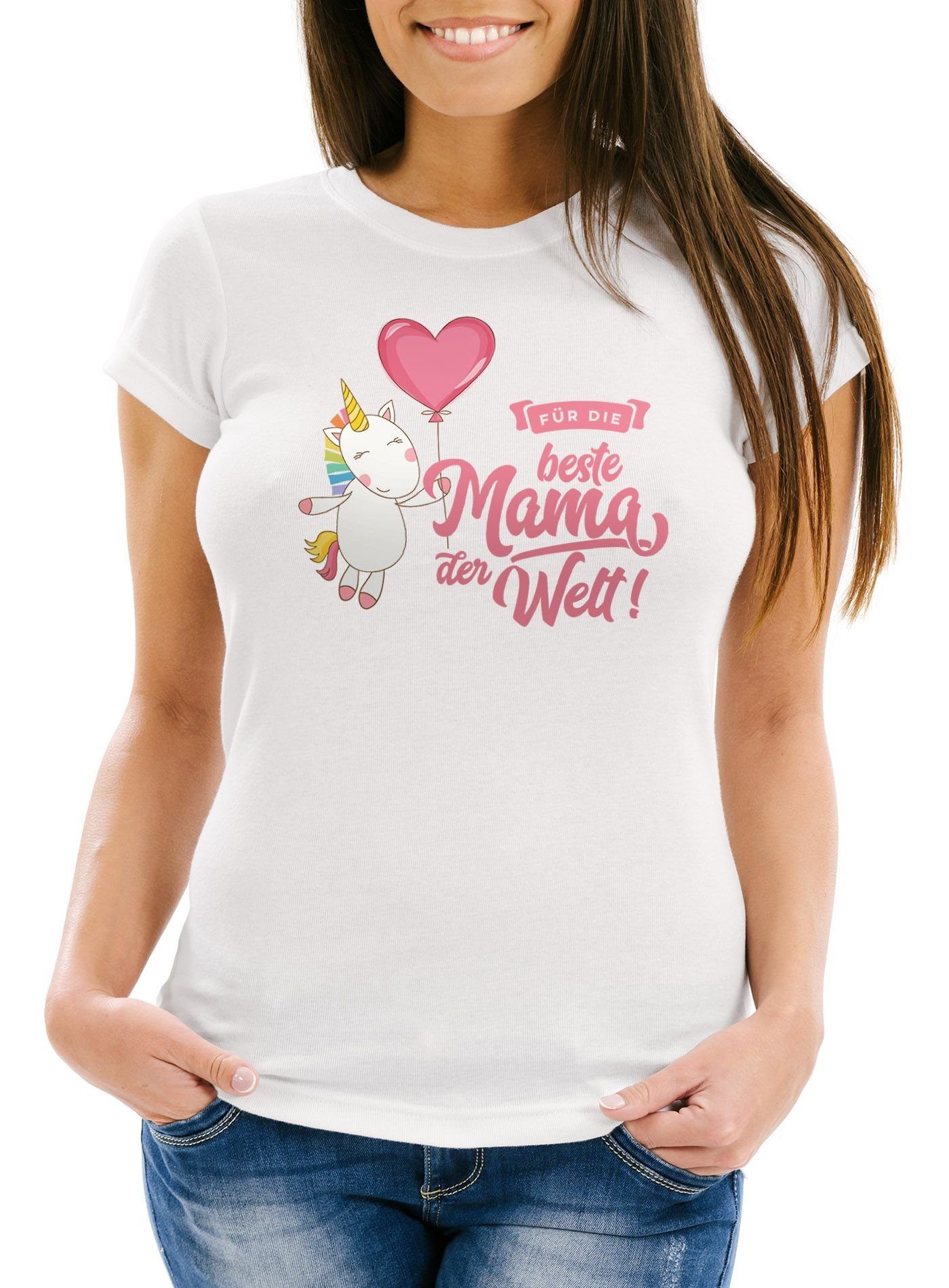 MoonWorks Print-Shirt Damen T-Shirt Einhorn Muttertag günstig online kaufen
