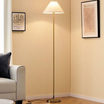 COSTWAY Stehlampe, ohne Leuchtmittel, mit Fußschalter & Leinenschirm, 162cm
