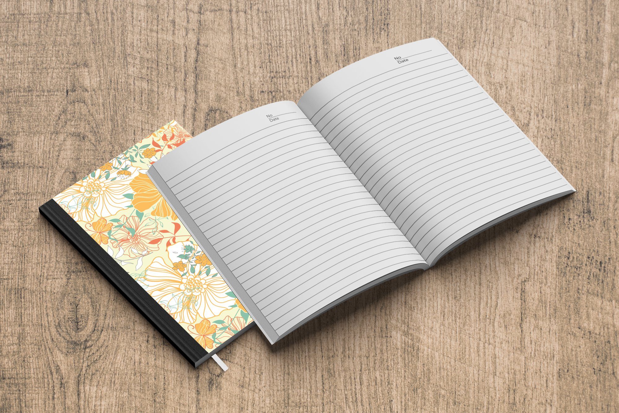 MuchoWow Notizbuch - Tagebuch, - Blumen Muster Haushaltsbuch 98 Merkzettel, A5, Notizheft, Seiten, Schmetterlinge, Journal