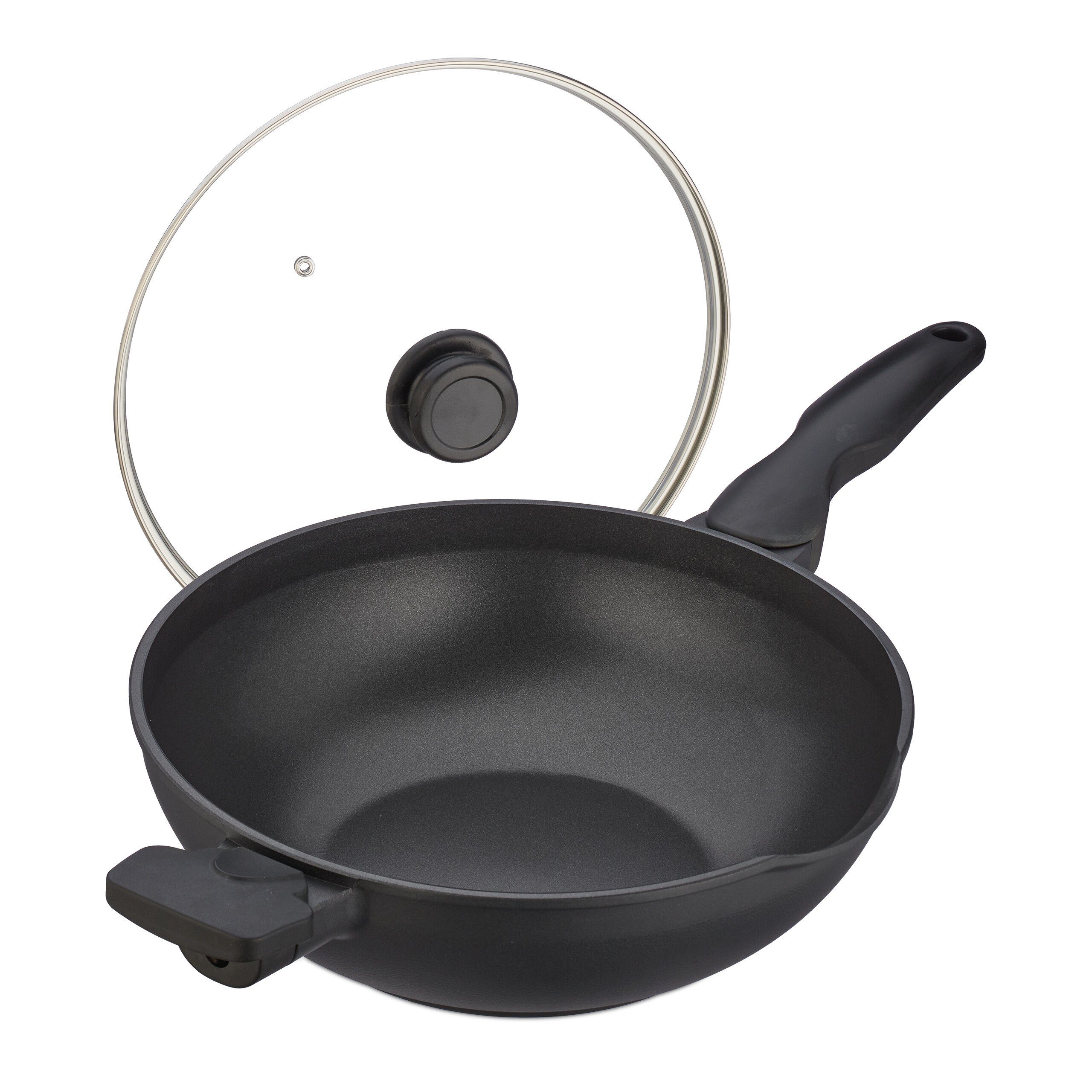 Wok relaxdays Wokpfanne mit Deckel