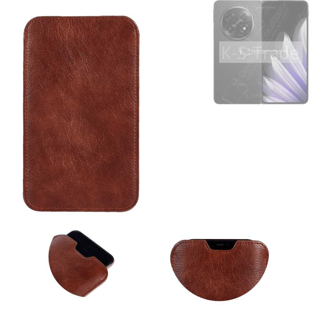 K-S-Trade Handyhülle für Oppo Find N5 CPH2671, Schutzhülle Handyhülle Handytasche Kunstleder Sleeve in braun