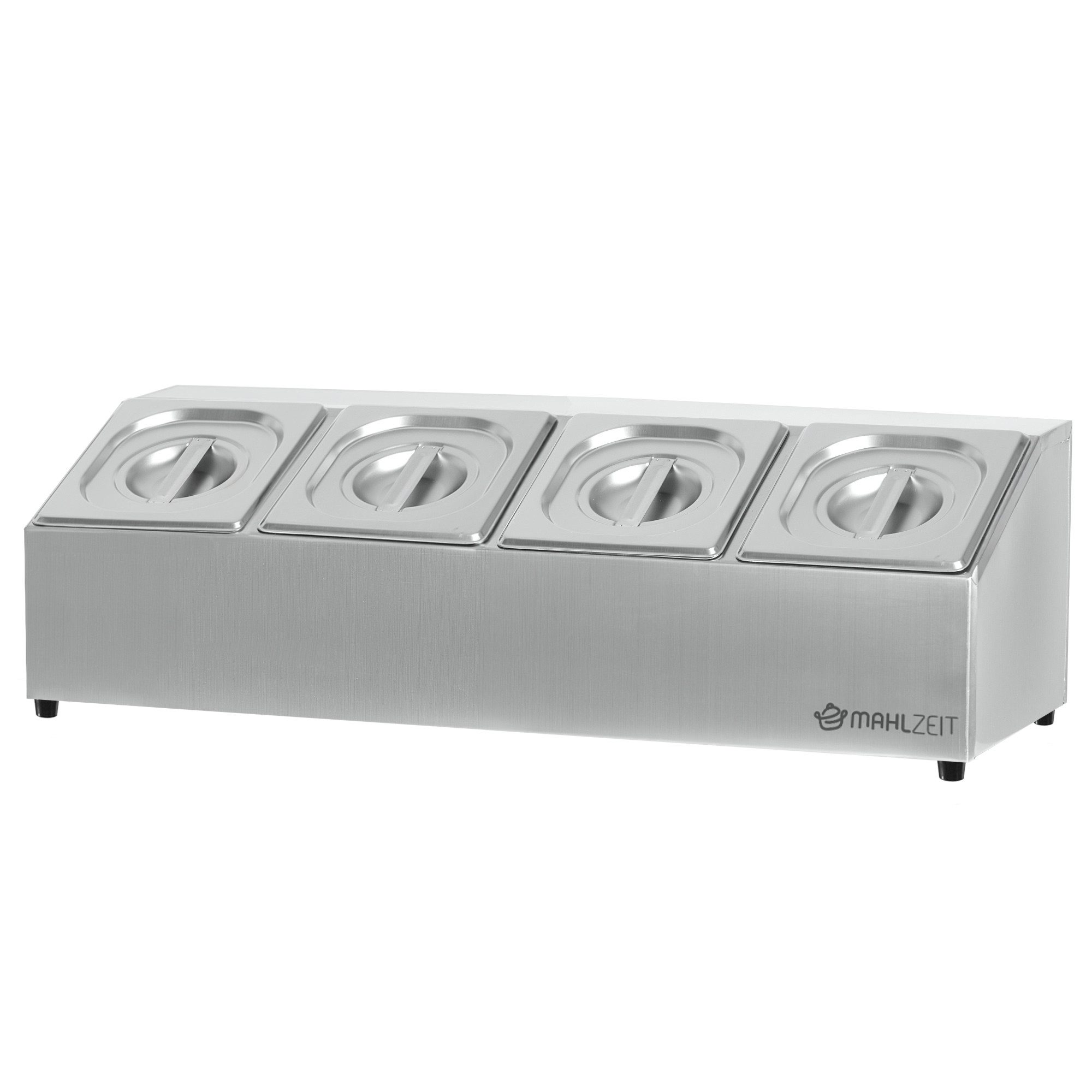 Mahlzeit Thermobehälter Edelstahl Zutatenbehälter, 4 x 1/6 GN Behälter mit Gummifüße