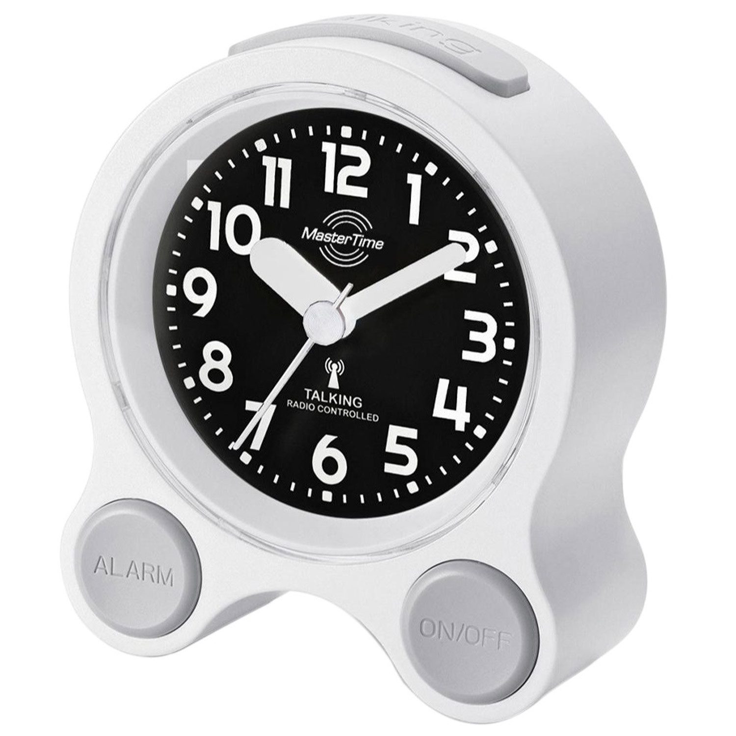 MASTER TIME Funkwecker MTC-71030-12W Deutsch Sprechender Funk Weiß/Schwarz