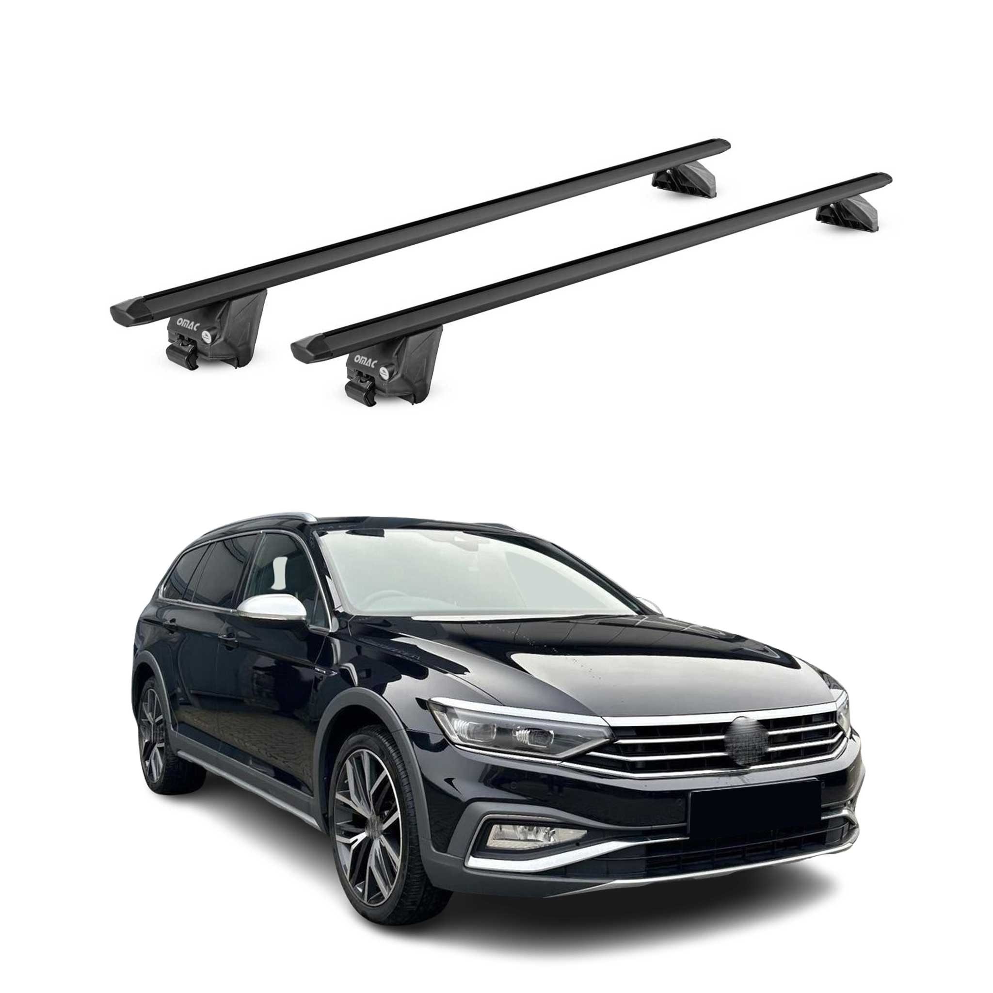 OMAC Dachträger Gepäckträger für VW Passat Alltrack SW B8 2015-2025 Alu Schwarz ABE (2-St), Wasserbeständig,Abnehmbar,Multifunktional,Leichtgewichtig