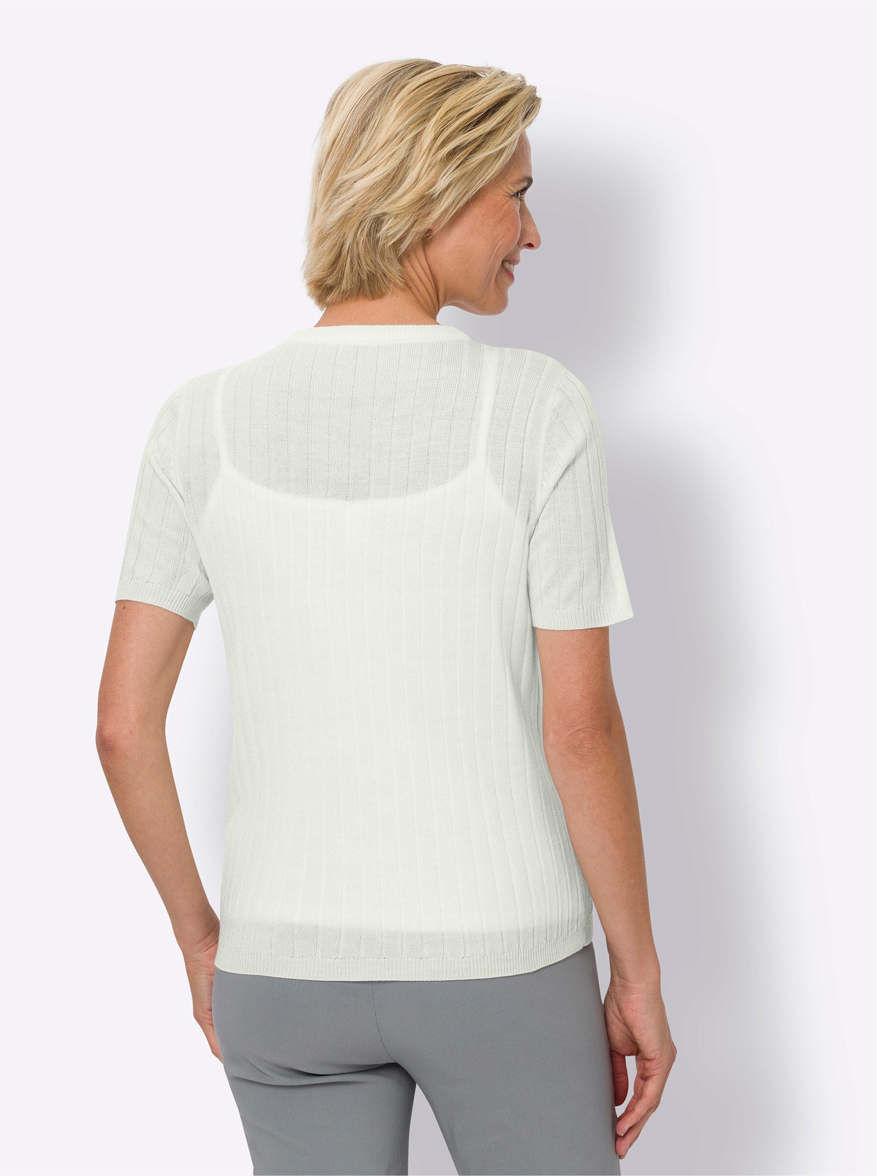 Sieh an! Strickpullover Kurzarm-Pullover Kurzarm Rippoptik günstig online kaufen