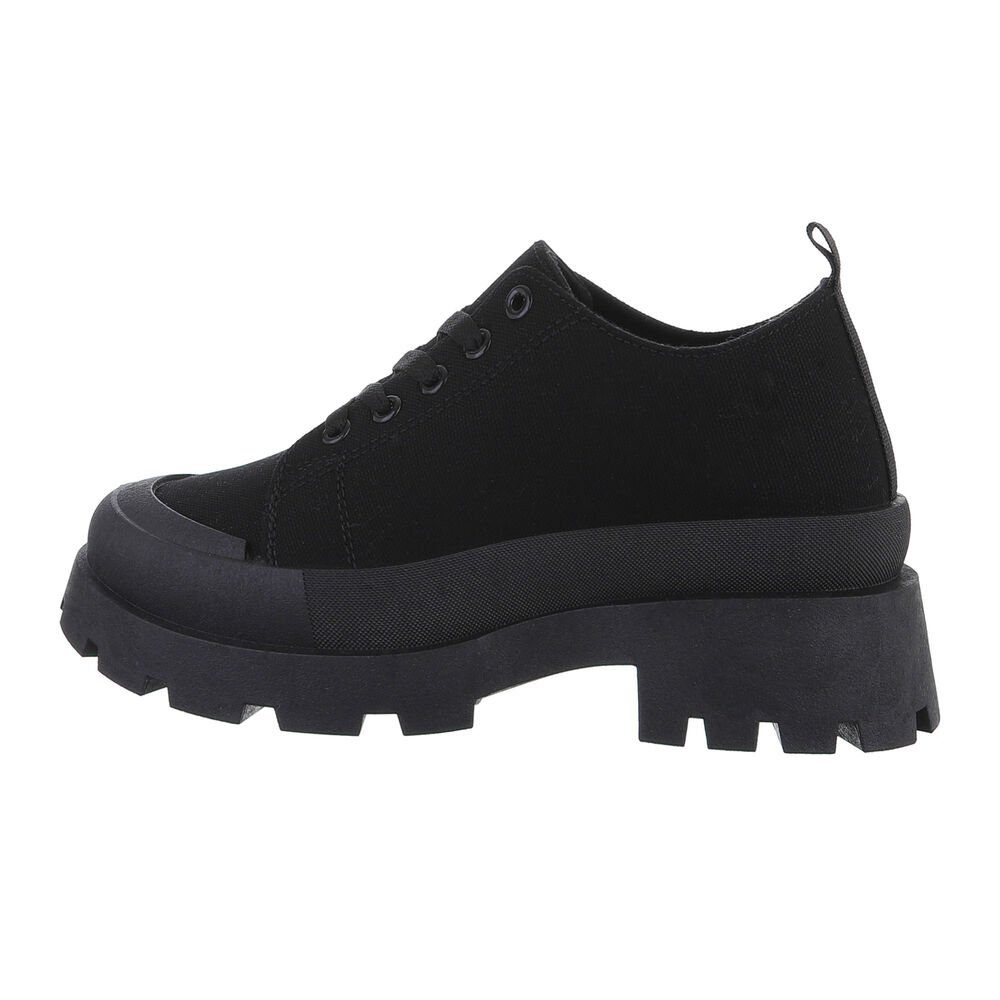 Ital-Design Damen Schnürschuhe Freizeit Schnürschuh (79359621) Blockabsatz Schnürer in Schwarz