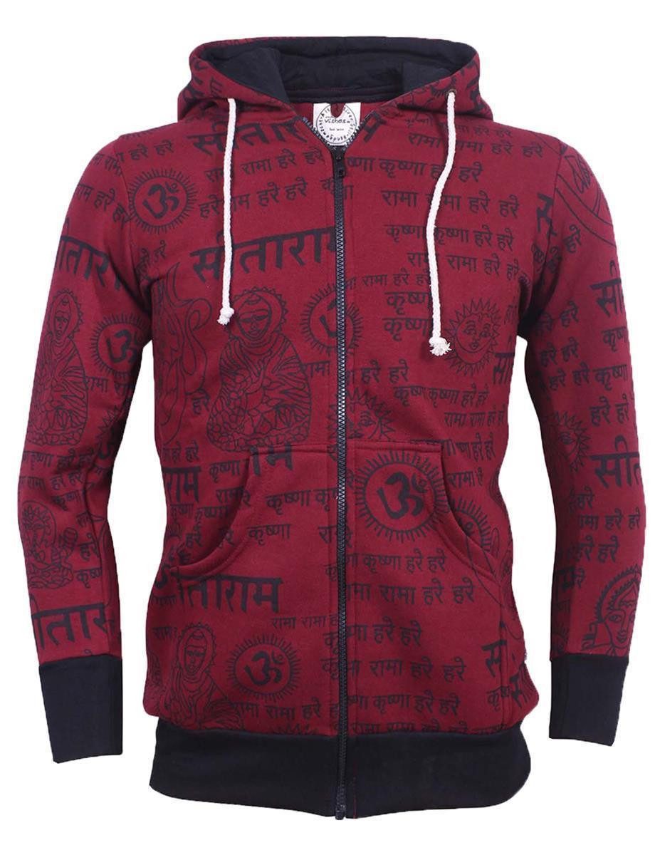 Vishes Kapuzensweatjacke Kapuzenjacke Bedruckt Sanskrit Om Hoodie Jersey Baumwolle Alternative Mode, Boho, Hippie, Ethno, Festival
