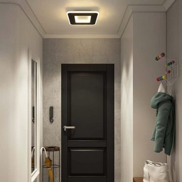 ZMH LED Deckenleuchte Deckenlampe Schwarz und Weiß Flurlampe 24cm Wohnzirmmer, nicht dimmbar, LED fest integriert, Warmweiß, 23W, Quadratisch