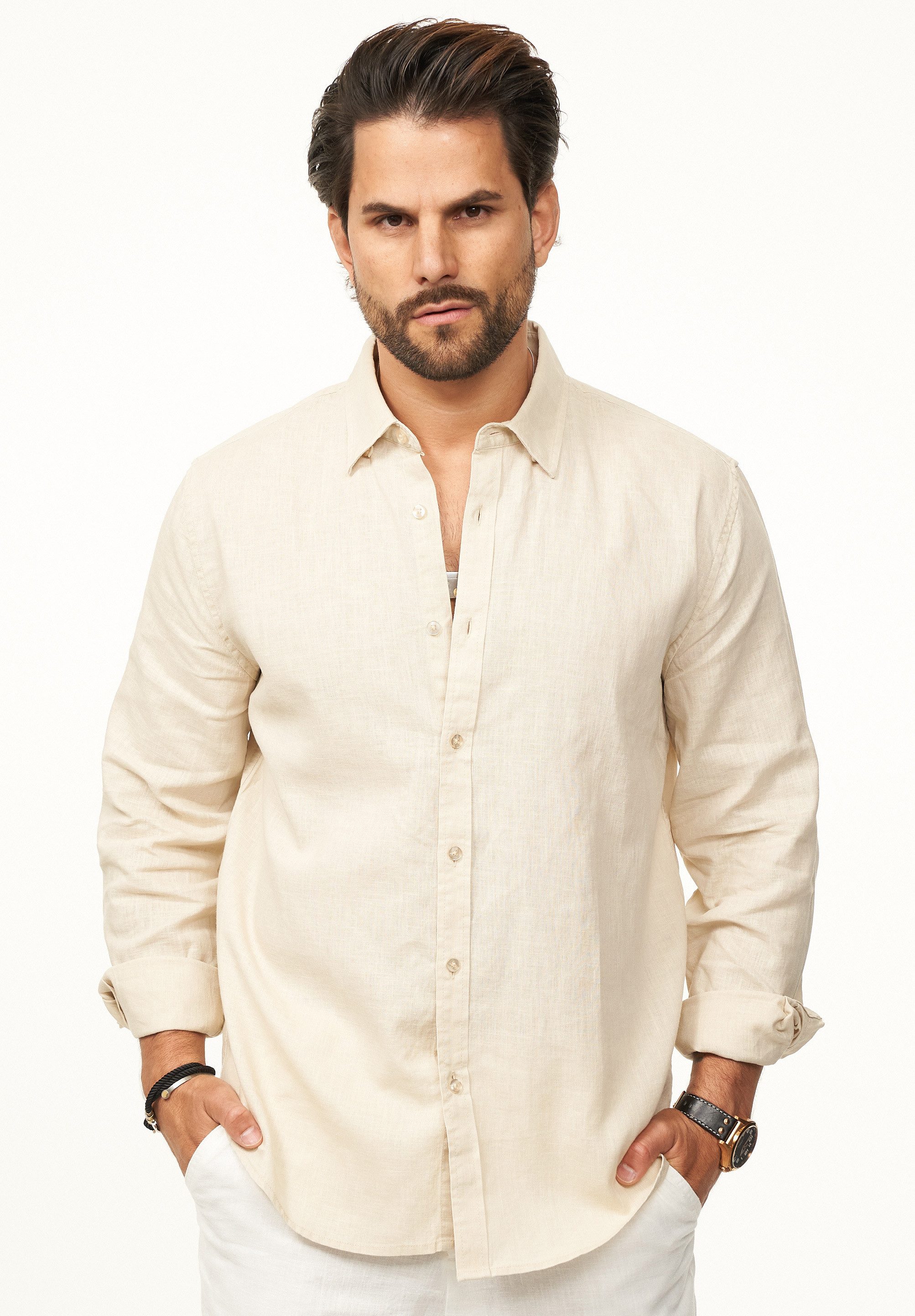 DAILY COTTON Langarmhemd aus 100% Leinen günstig online kaufen