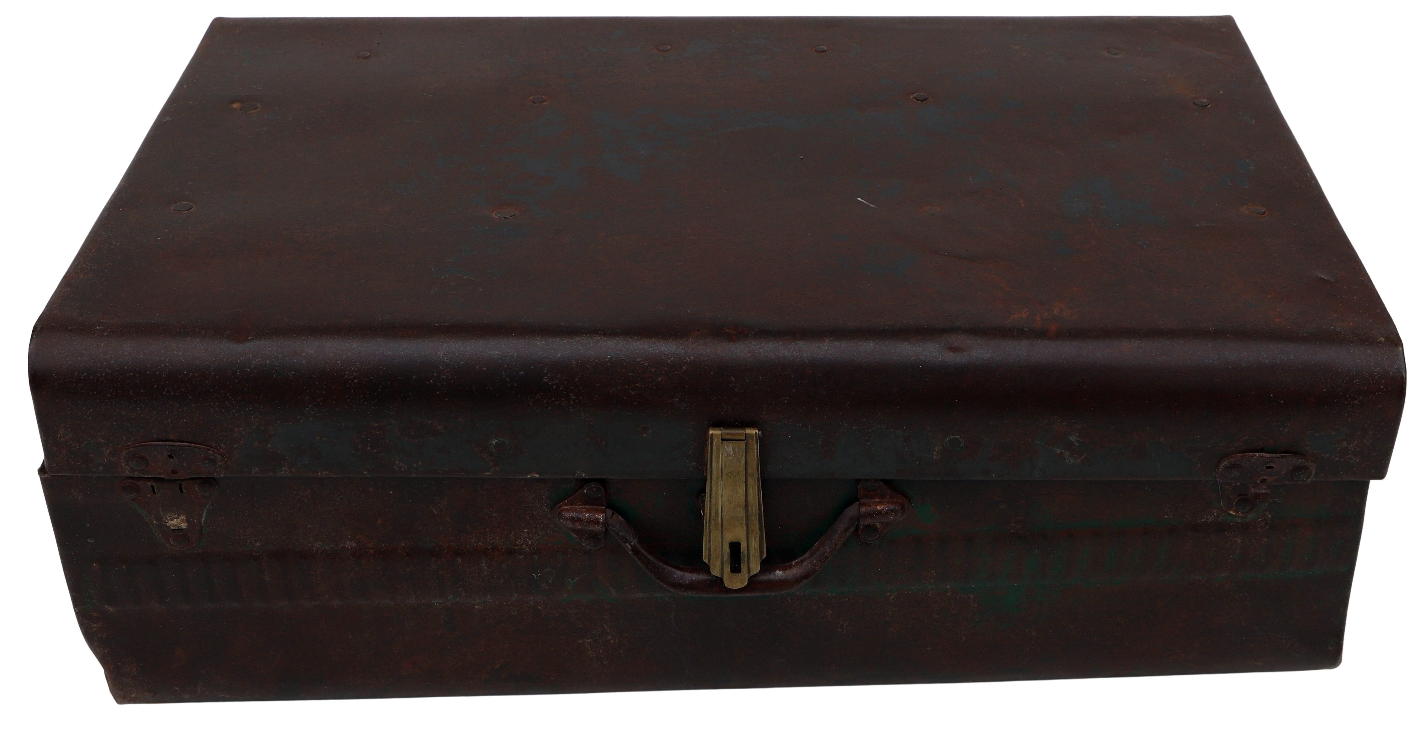Guru-Shop Truhenbank Alter Blechkoffer, antiker Metallkoffer -..