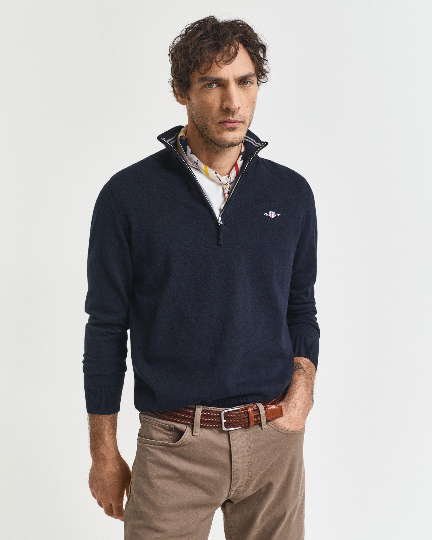 Gant Troyer CLASSIC COTTON HALF ZIP mit gerippten Details