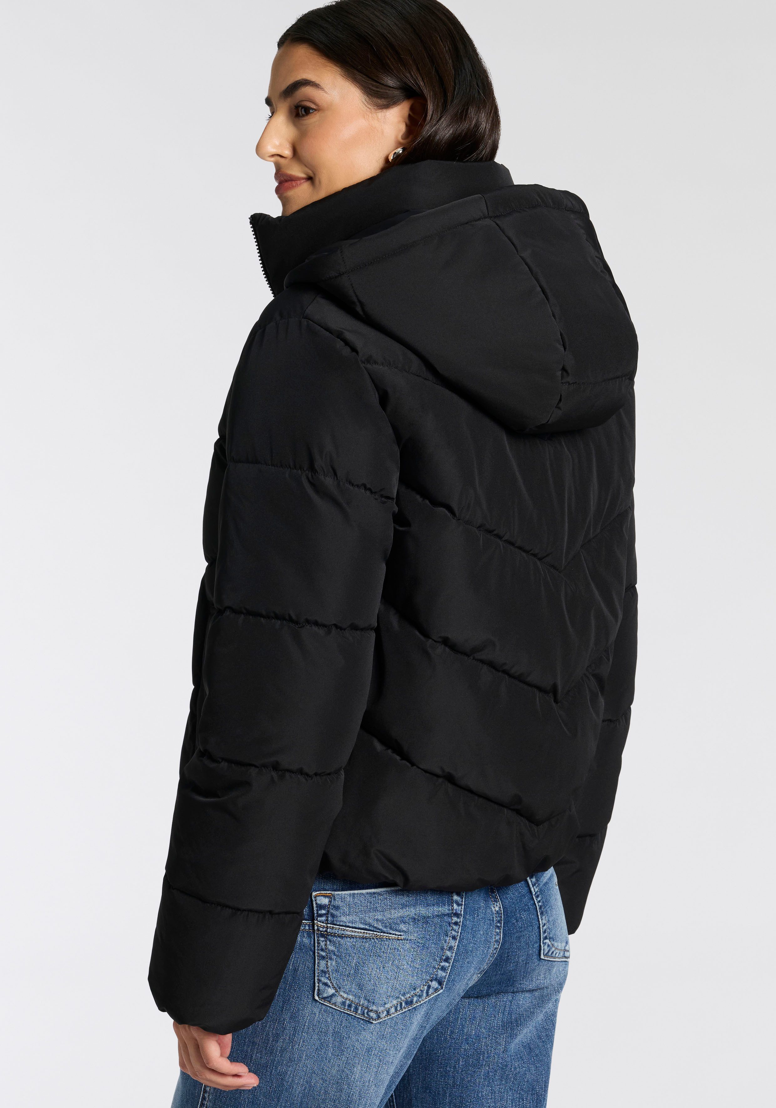ONLY Steppjacke ONLCLARISA PUFFER HOOD JACKET CS OTW Kunstfaser, Steppware, Kapuze, elastische Bündchen