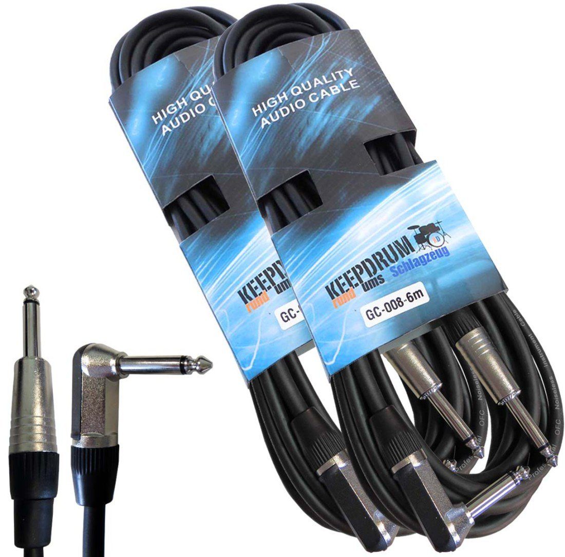 keepdrum GC-008 6m Instrumentenkabel Winkel 2 Stück Instrumentenkabel