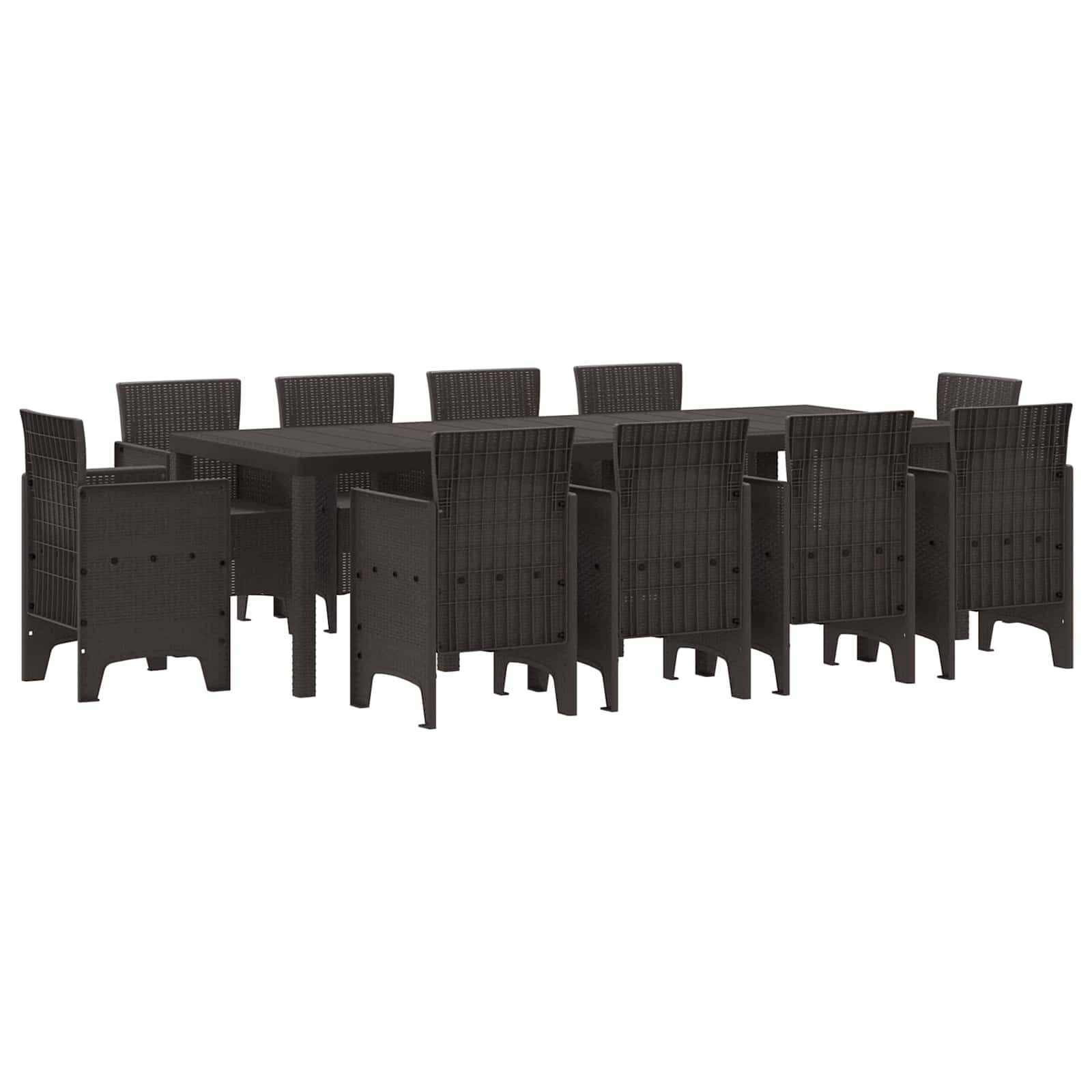 vidaXL Gartenlounge-Set Garten Essgruppe 11 pcs Braun Polypropylen, (11-tlg)