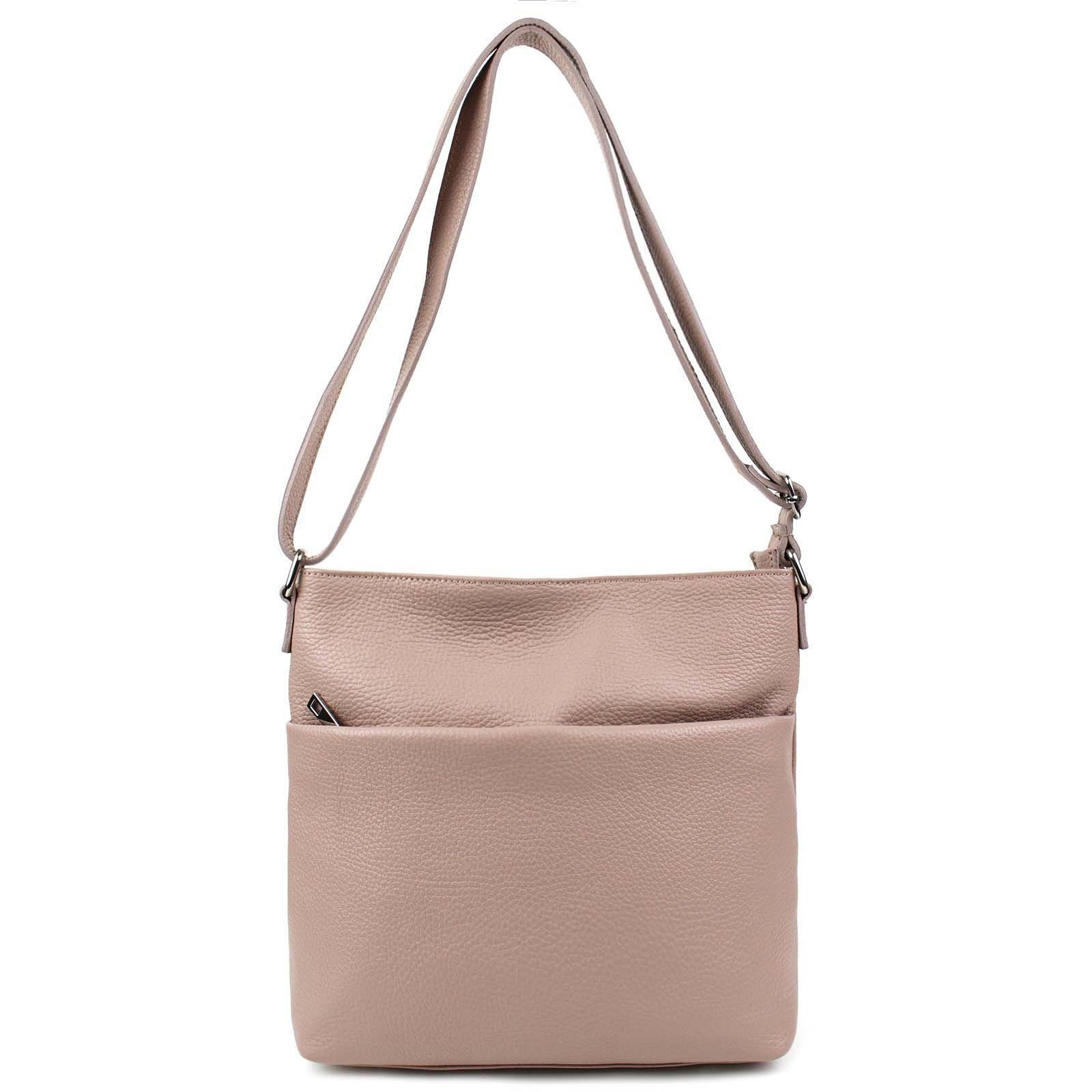 Schultertasche Made in Italy Damen Leder Tasche CrossOver