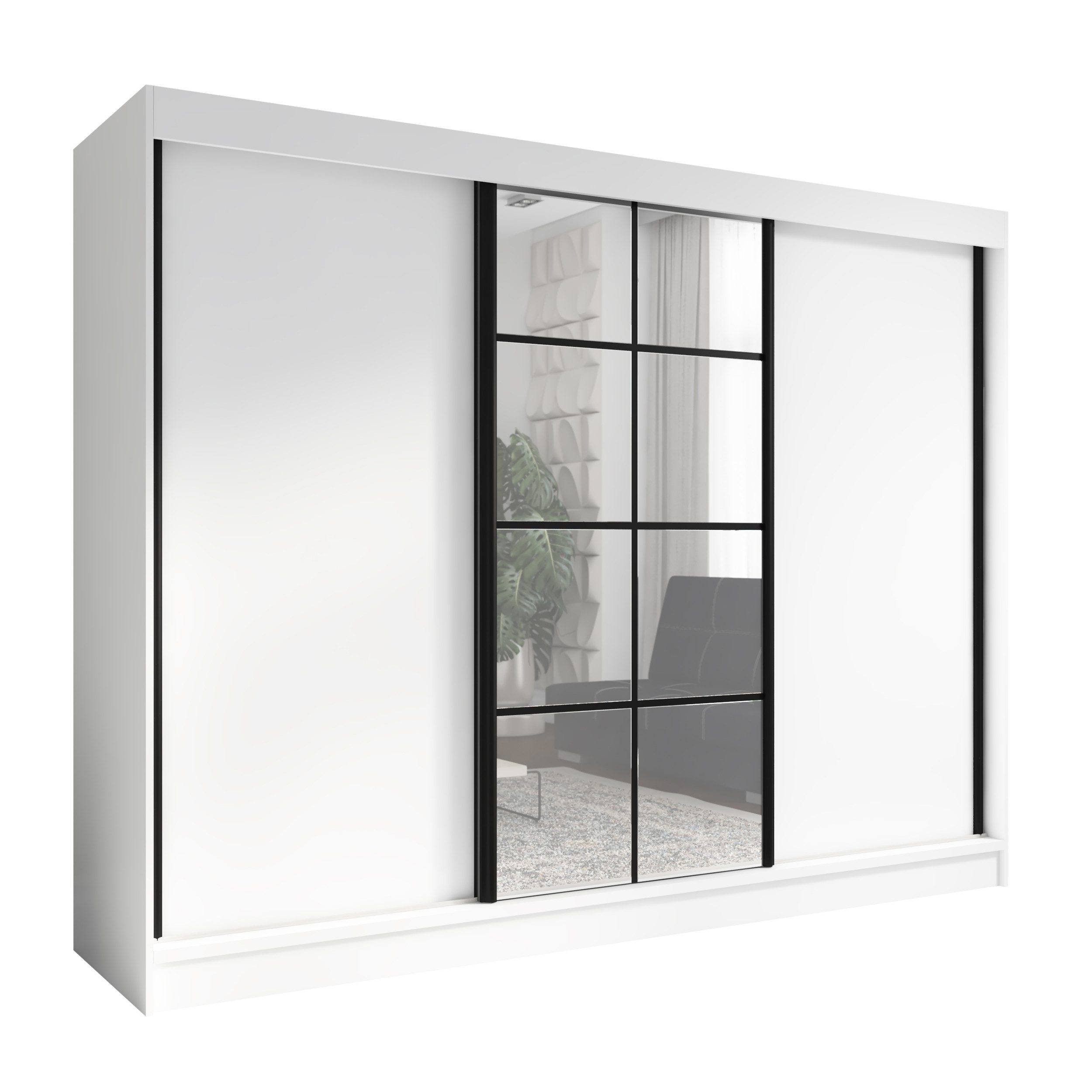 A&J MöbelLand GmbH Schiebetürenschrank ORAVELLE 3-türiger Kleiderschrank mit Spiegel (TOP ANGEBOT! Geräumiger Schrank mit einer Breite von 200 cm ideal zur Aufbewahrung von Kleidung und Accessoires. Wählen Sie das ideale Modell für Ihr Schlafzimmer!, TOP