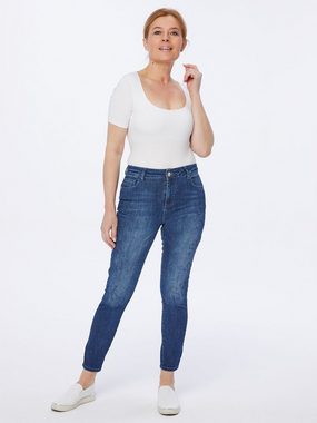 Sarah Kern Skinny-fit-Jeans Röhren-Denim figurbetont mit Strasssteinverzierung