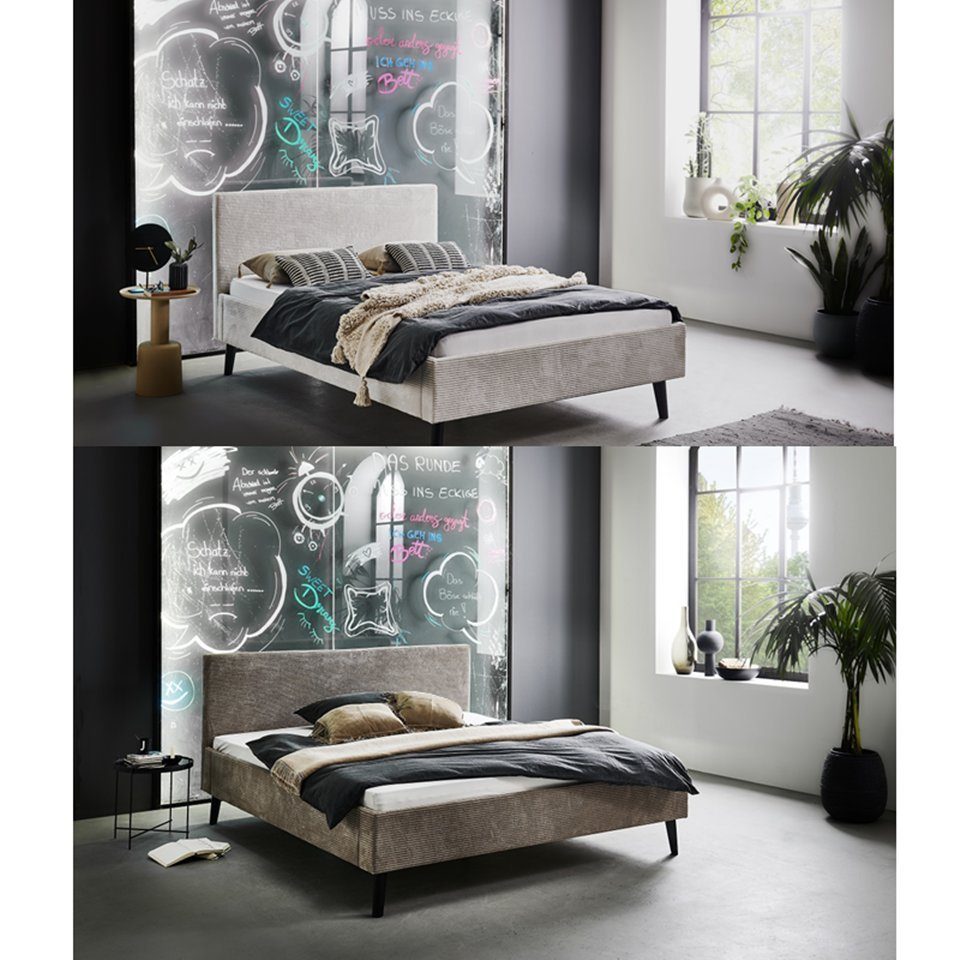 Faizee Möbel Bett [Avola 140x200/180x200] Polsterschlafzimmerbett Eichenholz Stoffbezug