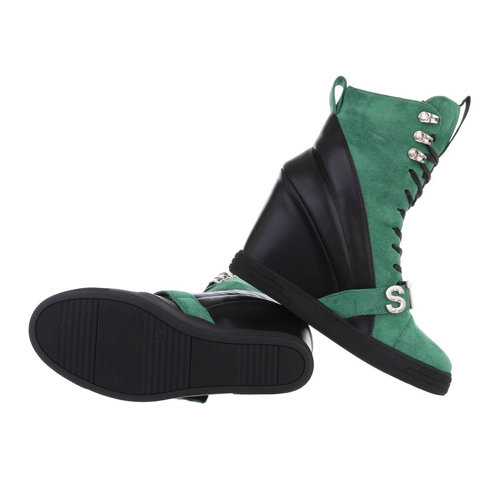 Ital-Design Damen Freizeit Schnürstiefelette Keilabsatz/Wedge High-Heel günstig online kaufen