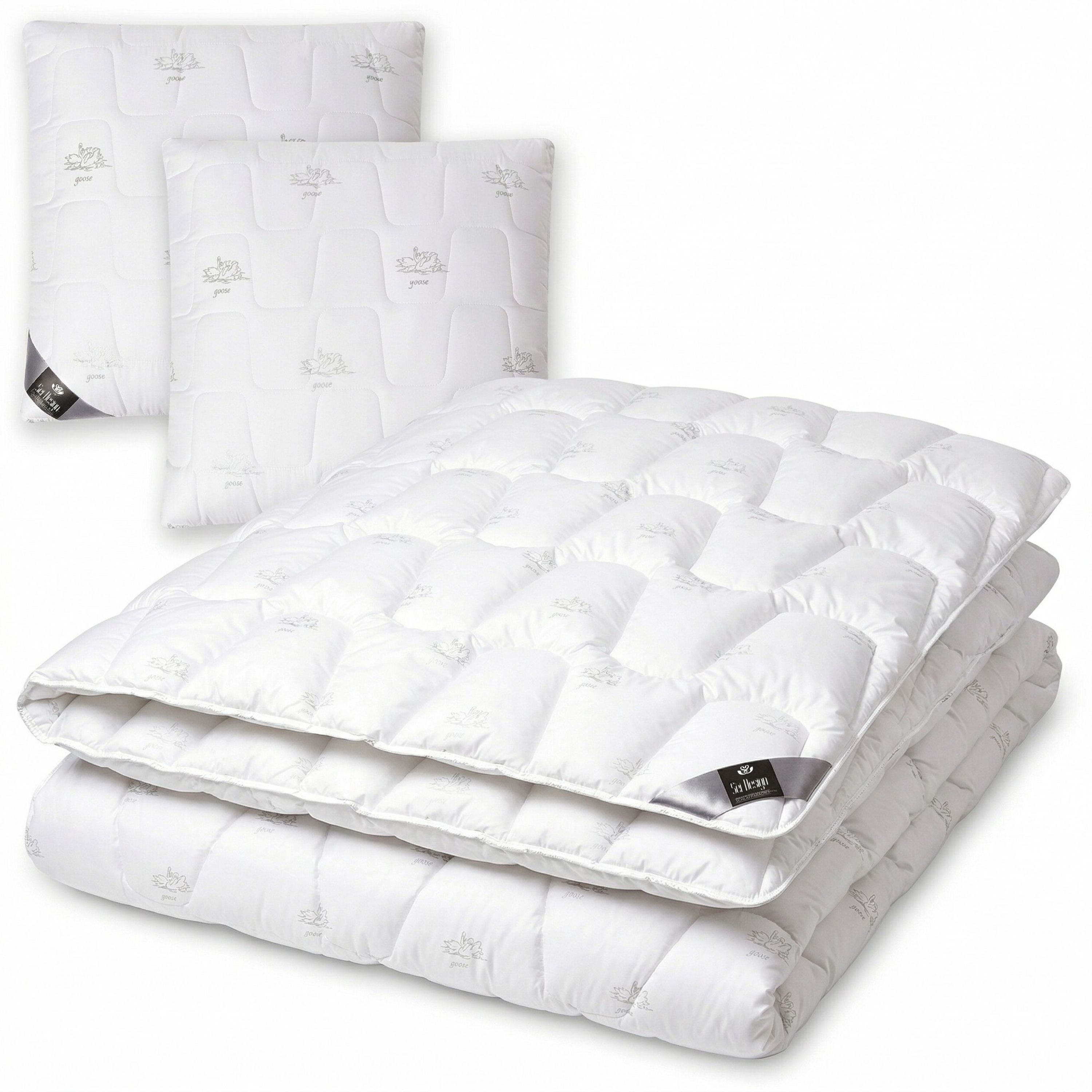 SEI Design Microfaserbettdecke Bettset SWAN winter 200x220 + 2x Kopfkissen 80x80 Mikrofaser vegan, Füllung: daunenähnliches Gefühl, Bett-Set 3-Tlg.: Bettdecke 220x200 + 2x Kopfkissen 80x80