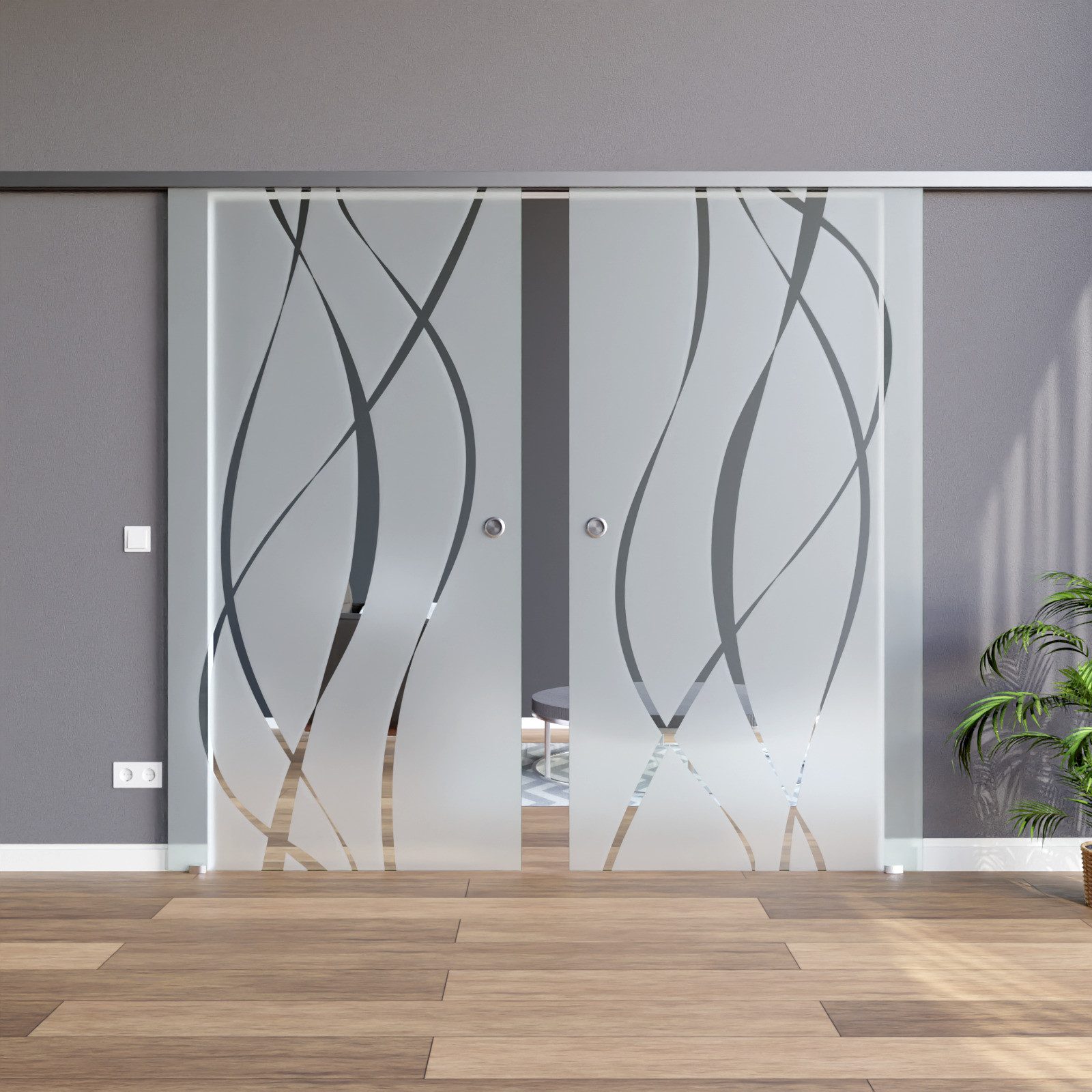 AMOD Doppelschiebetür M6+DPL (SlimLine), 2-flügelig mit Griffmuscheln (beid günstig online kaufen