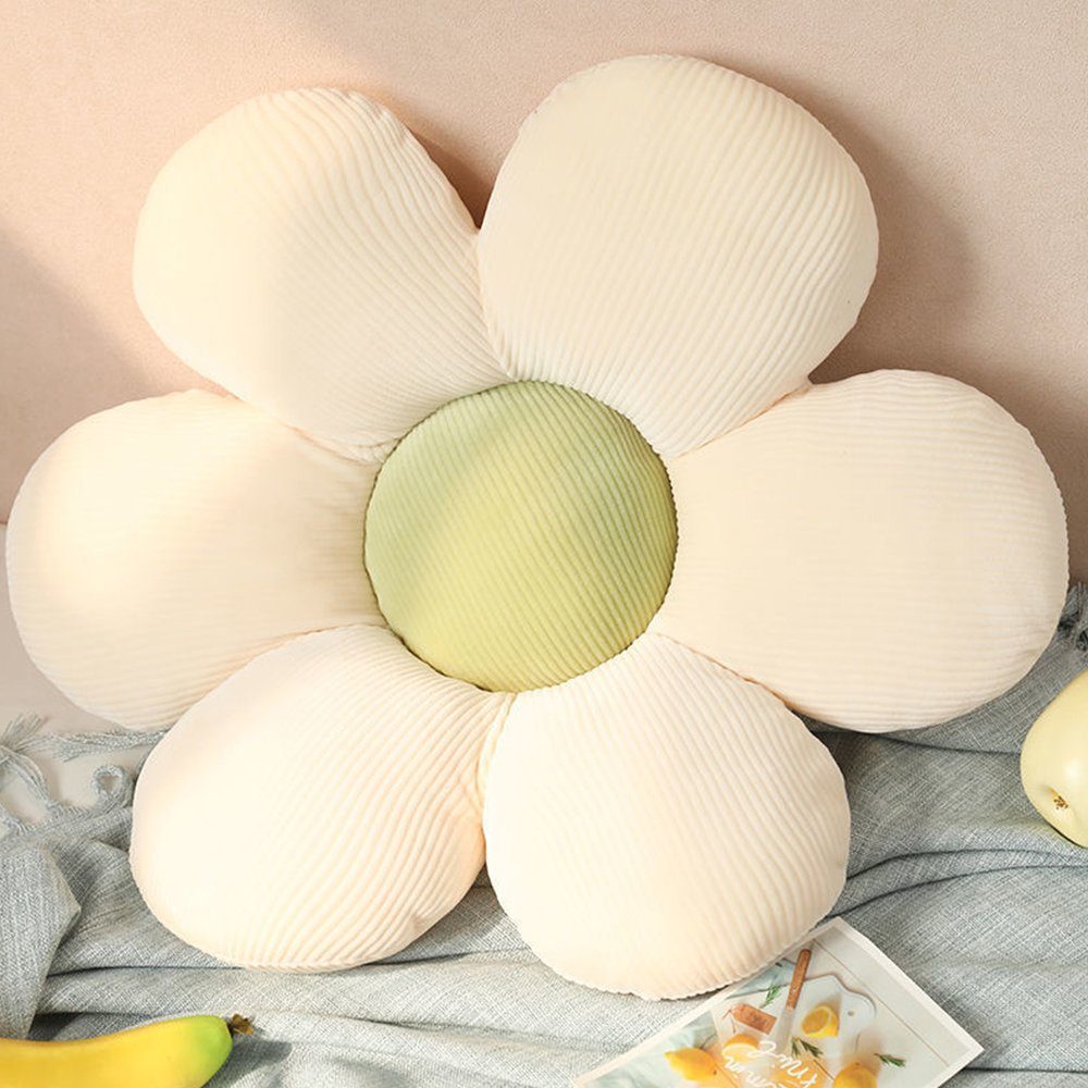 NUODWELL Sitzkissen Blumenboden Kissen,Blumenförmiges Plüsch-Dekor der bequemen Sitzkissen Cremegrüner Kern