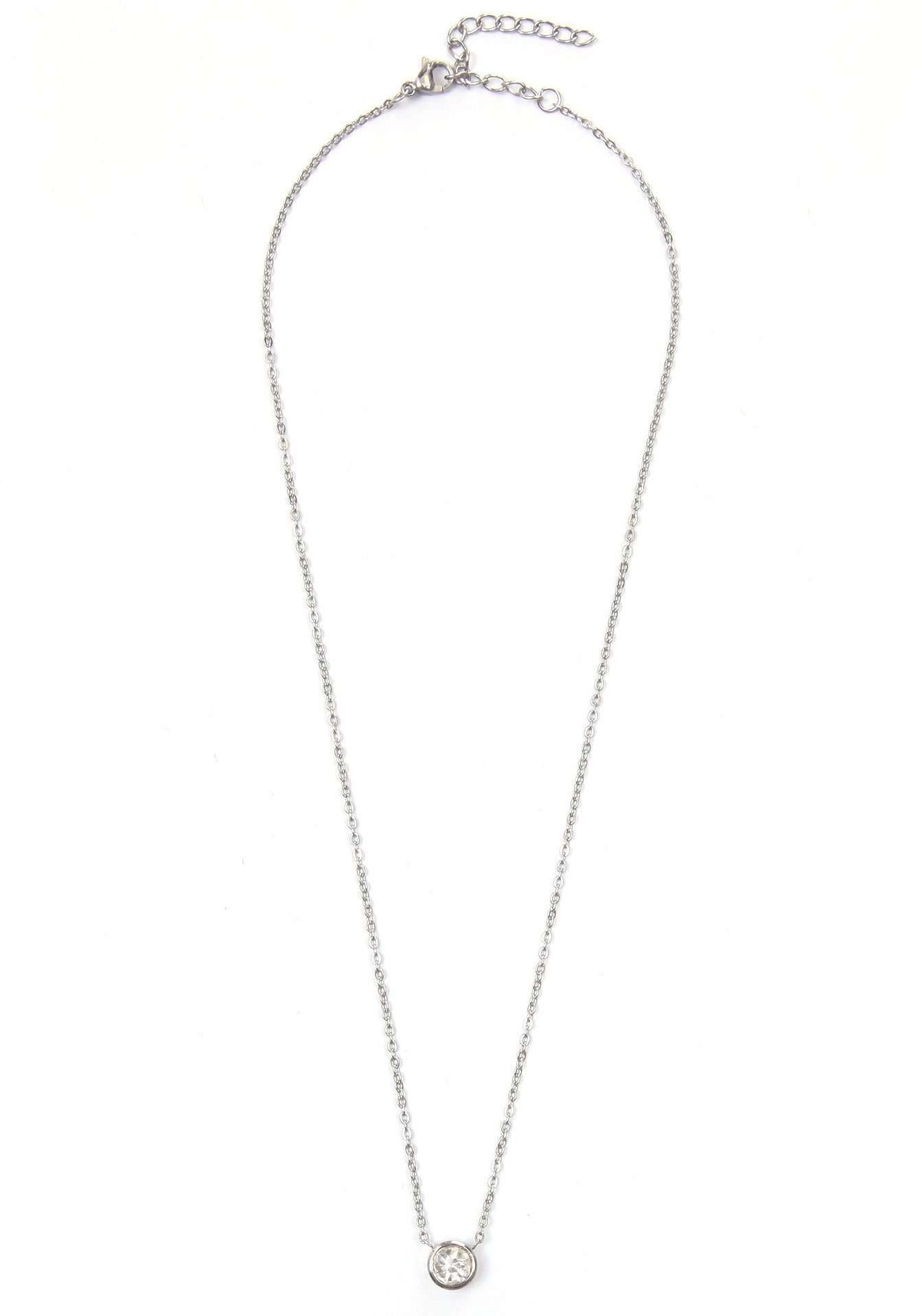 FIRETTI Kette mit Anhänger dezent, schlicht, klassisch, rund mit Glasstein mehr